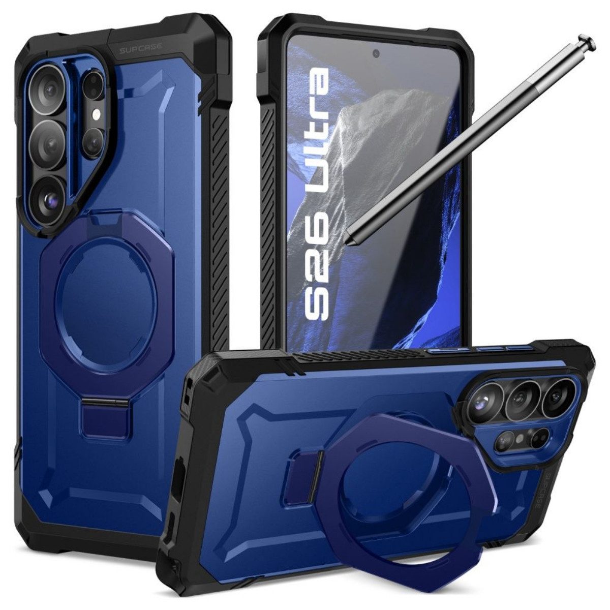 Supcase Handyhülle UB Grip Mag mit Magnetring Hülle für Samsung Galaxy S26 Blau- Schwarz 6,2 Zoll, Der Rückseitenring ist als Ständer und Haltehilfe nutzbar