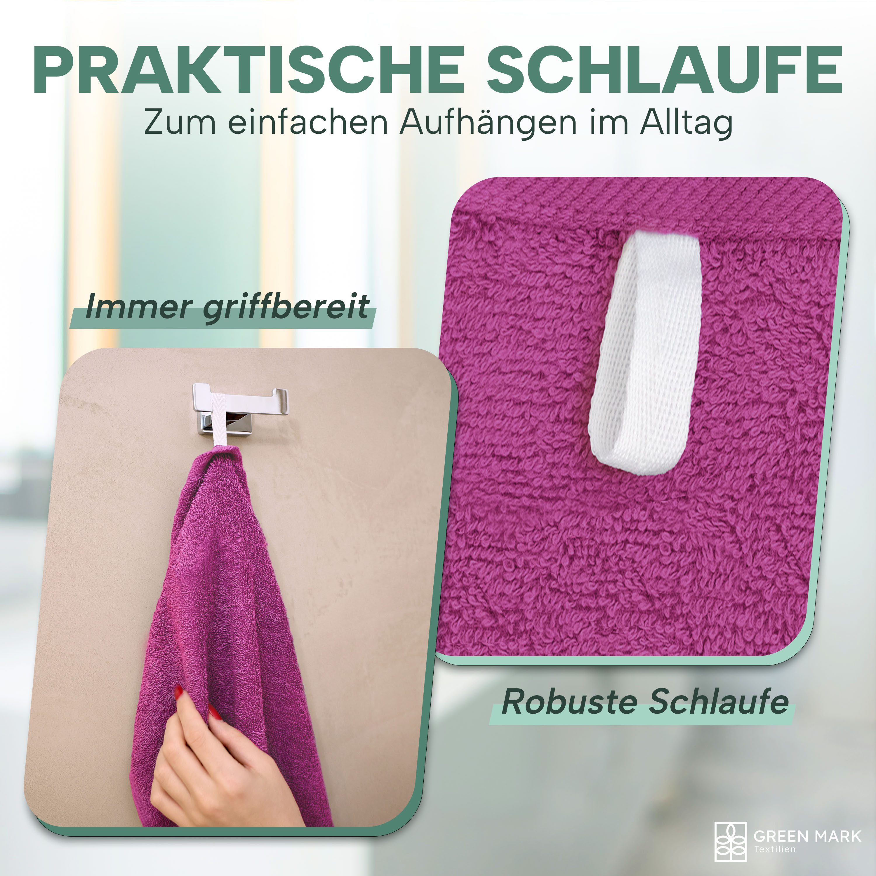 NatureMark Handtücher 8er-Sparpack Handtücher 50x100cm, Baumwolle (8-St), 8X Handtücher, 100% Baumwolle, Pink, 50 x 100cm – Bild 5 von 5