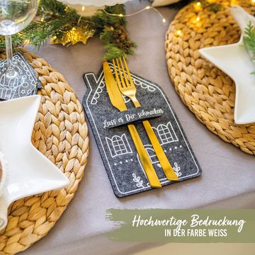 PAPIERDRACHEN Besteckhalter Weihnachtsdekoration Filz Besteckhalter – festliche Tischdekoration