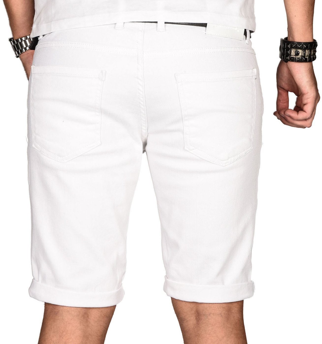 Alessandro Salvarini Shorts Herren Jeans – Used Look Stretch Denim Sommer Moderne Shorts mit Waschung und hohem Tragekomfort – Bild 4 von 4