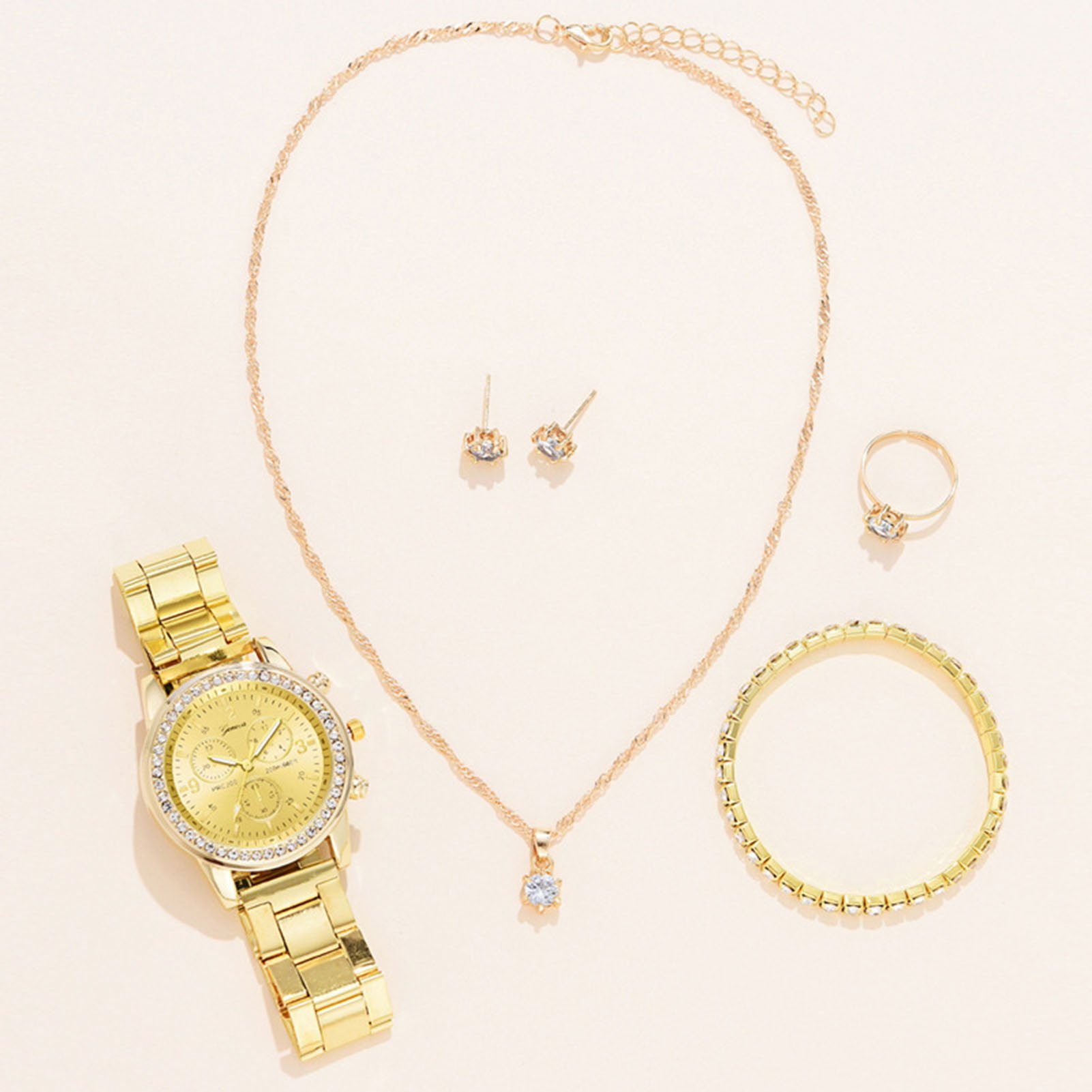 Rutaqian Quarzuhr Damen Analog einem Geschenke Armbanduhr, Frauen, Uhr mit Strasssteine Quarz Strassarmband Für (set)