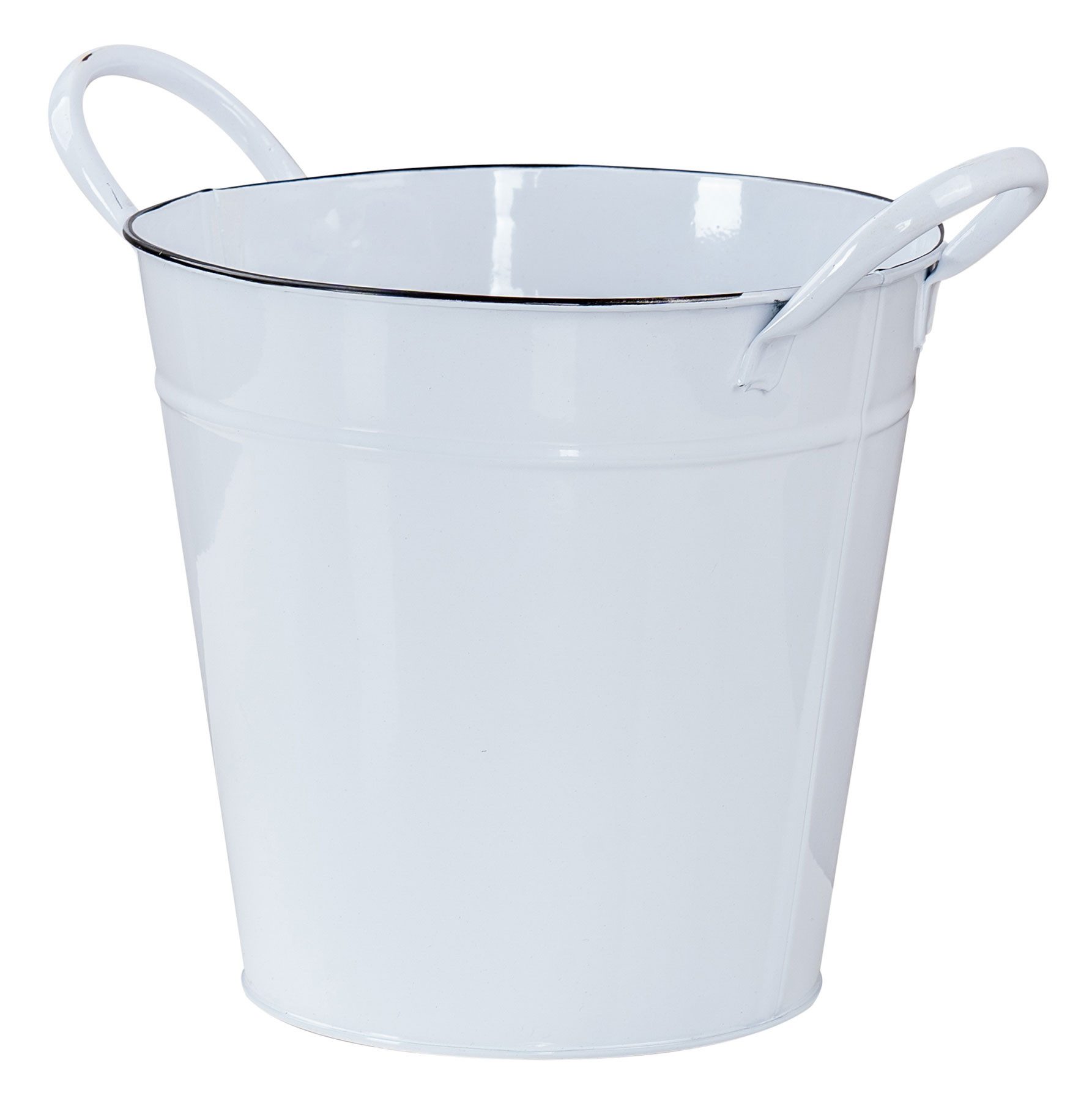 Levandeo® Kräutertopf, Pflanztopf Metall Eimer 18cm Weiß Blumentopf Pflanzkübel Garten