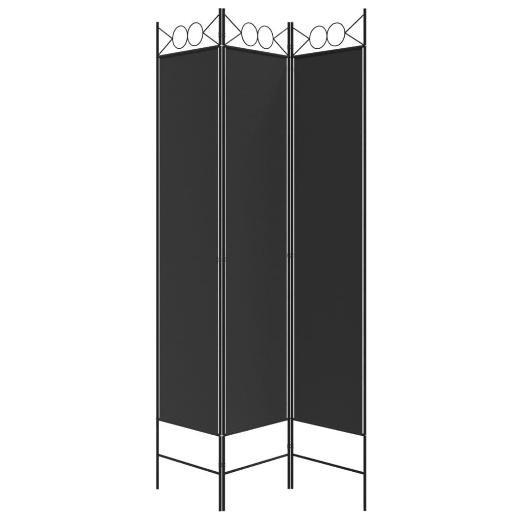 furnicato Raumteiler Schwarzer 120 x 200 cm - Klappbar und vielseitig, 1-tlg., Atmungsaktiver Paravent mit 3 Paneelen für Schlafzimmer und Wohnraum