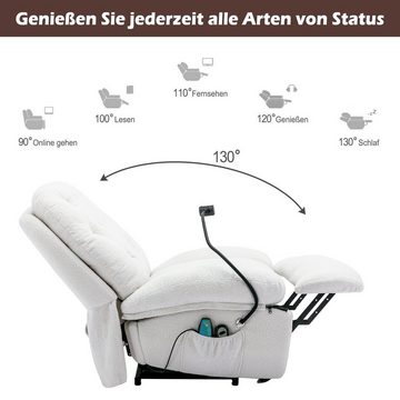 EXTSUD Relaxsessel Teddy-Fleece Elektrisch Relaxsessel mit Massage- und Wärmefunktion