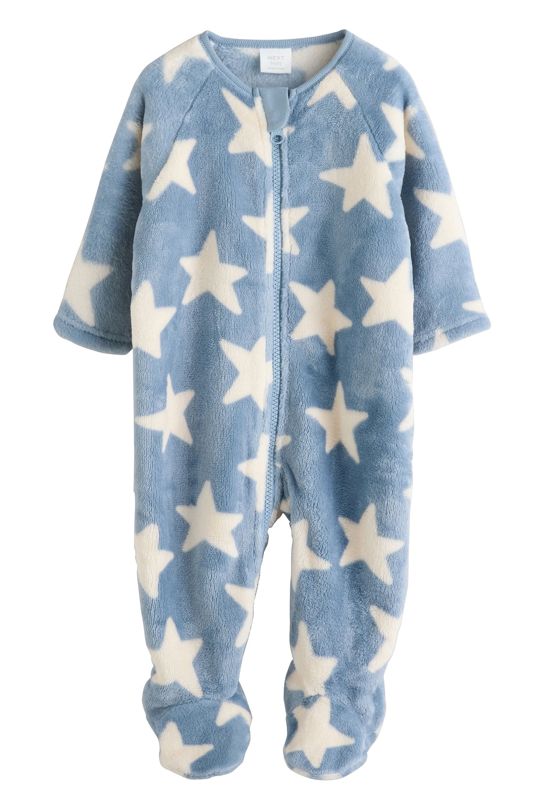 Schlafoverall Babyschlafanzug aus Fleece mit Sternenmuster