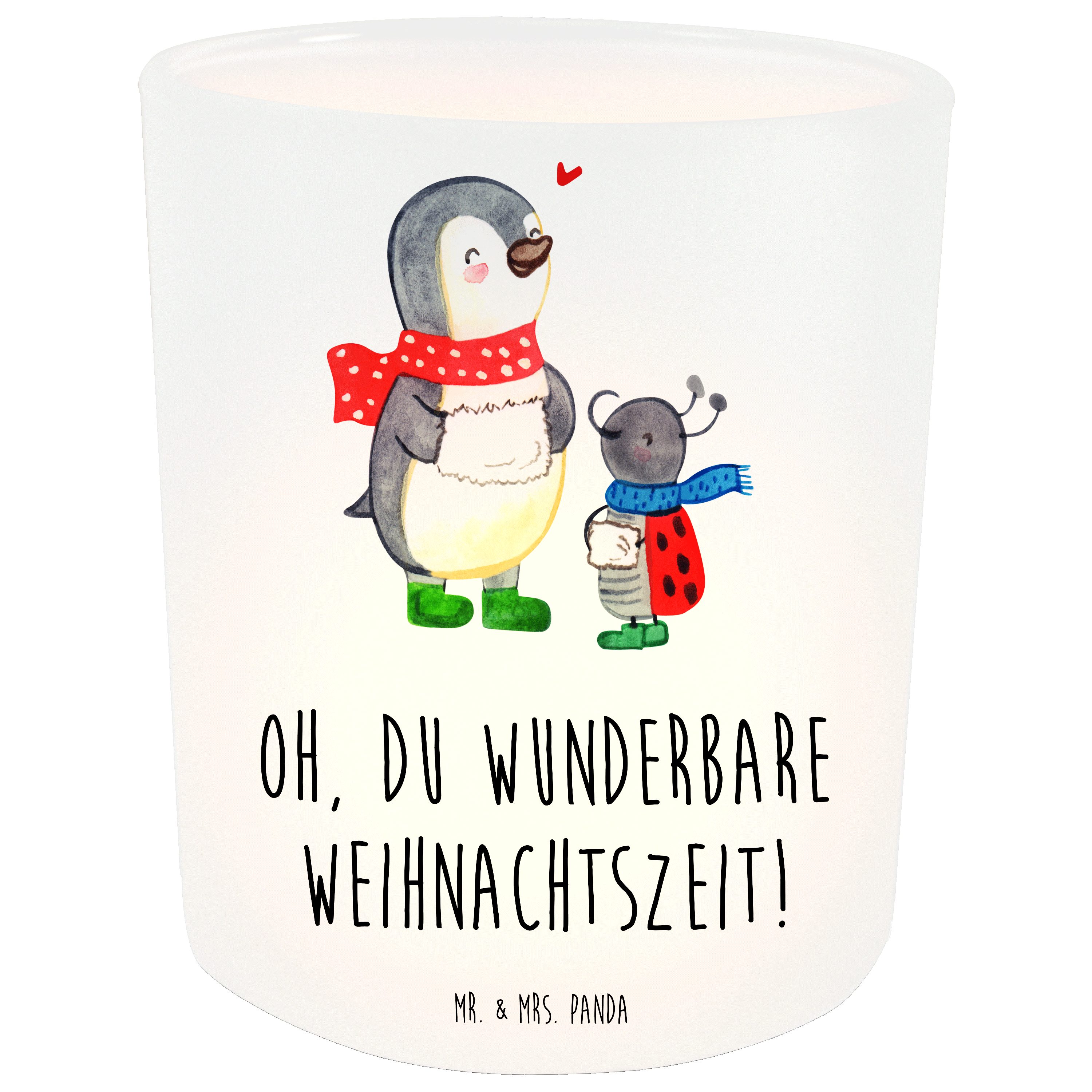 Mr. Weihnachten, (1 St) Winterzeit - Transparent Mrs. Panda Windlicht - Geschenk, Smörle Heiligabend, &
