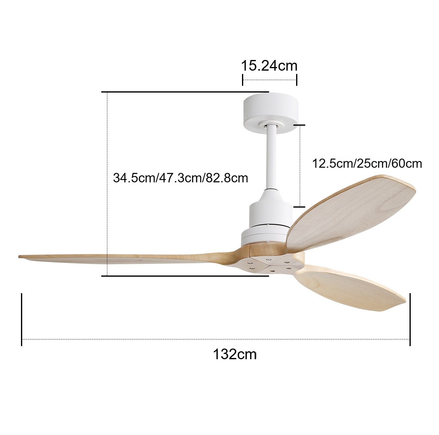Sofucor Deckenventilator mit Massivholzflügeln, ohne Licht, 132cm Deckenlüf günstig online kaufen