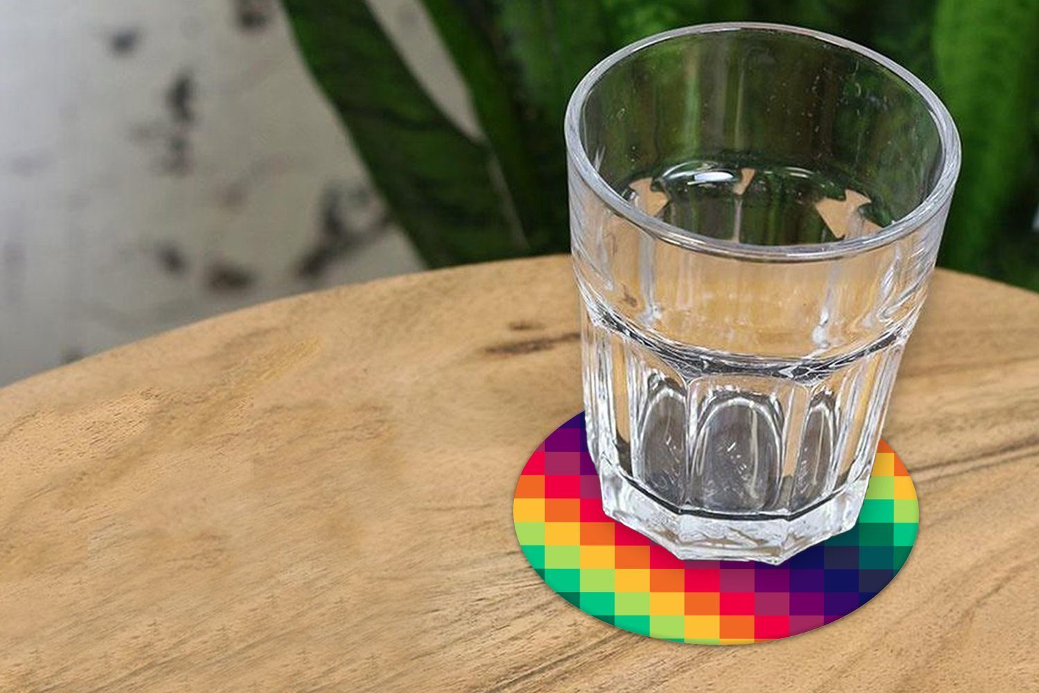 MuchoWow Glasuntersetzer Regenbogen 6-tlg., Pixel, für Tasse, Getränkeuntersetzer, Gläser, - Tassenuntersetzer, Muster Korkuntersetzer, Becher - Zubehör