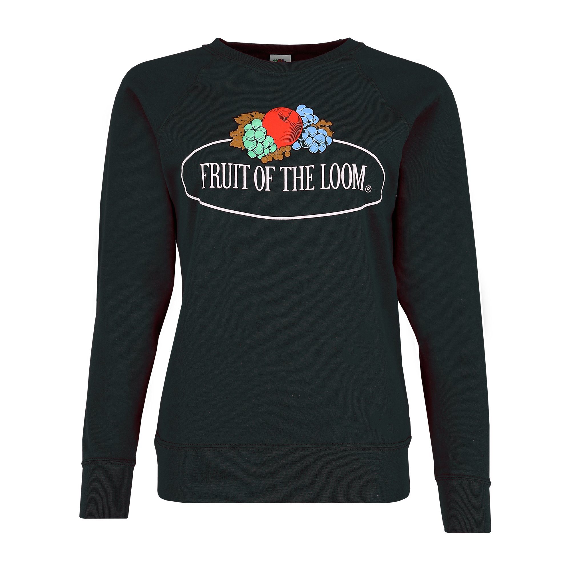Fruit of the Loom Sweatshirt leichtes Damen Sweatshirt mit Vintage-Logo schwarz