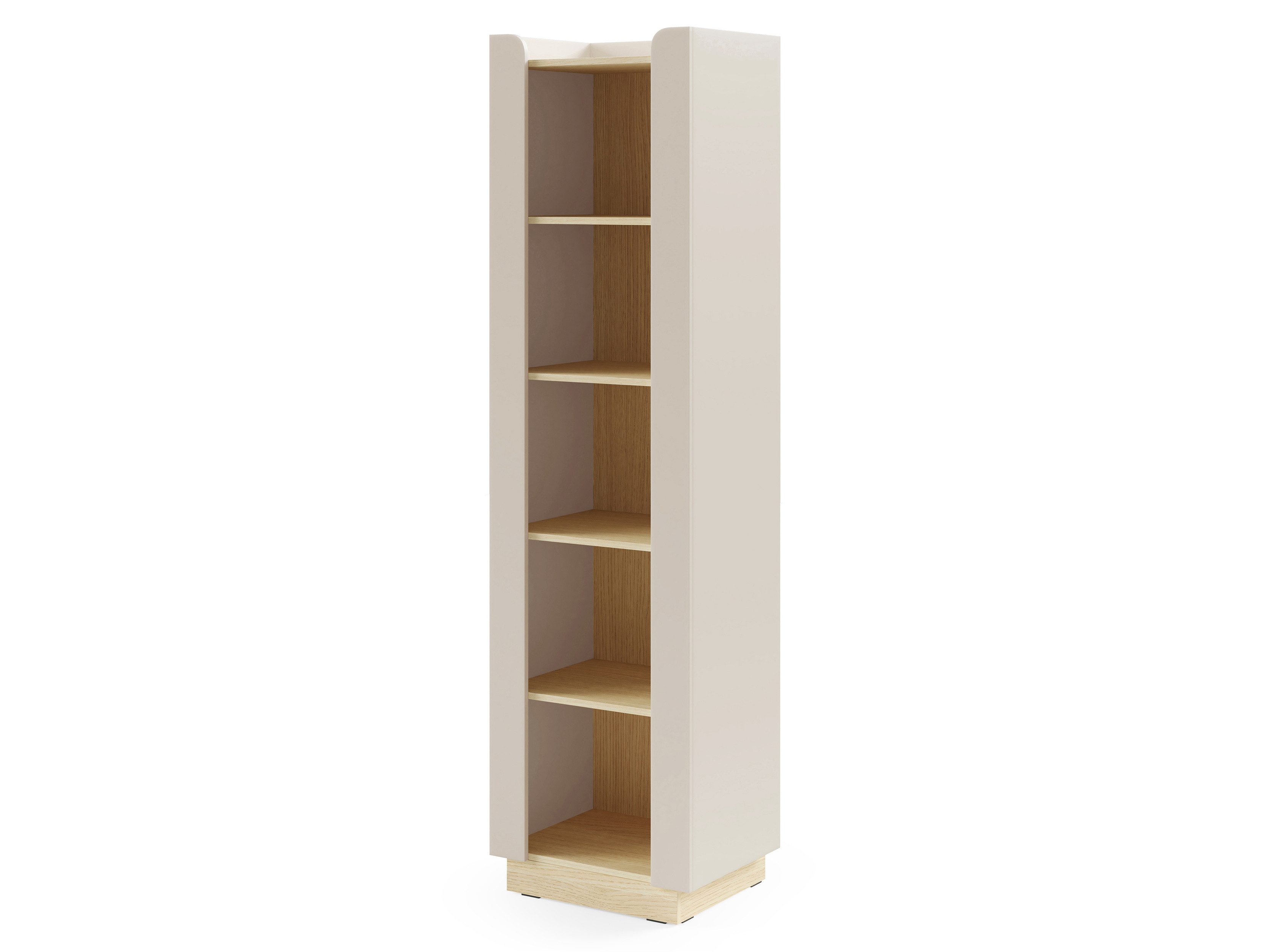 Beautysofa Regal SORELLA offen, 55 cm, schmales Bücherregal mit 4 offenen Fächern, Porcini oder Macadamia mit Eiche Mavelie