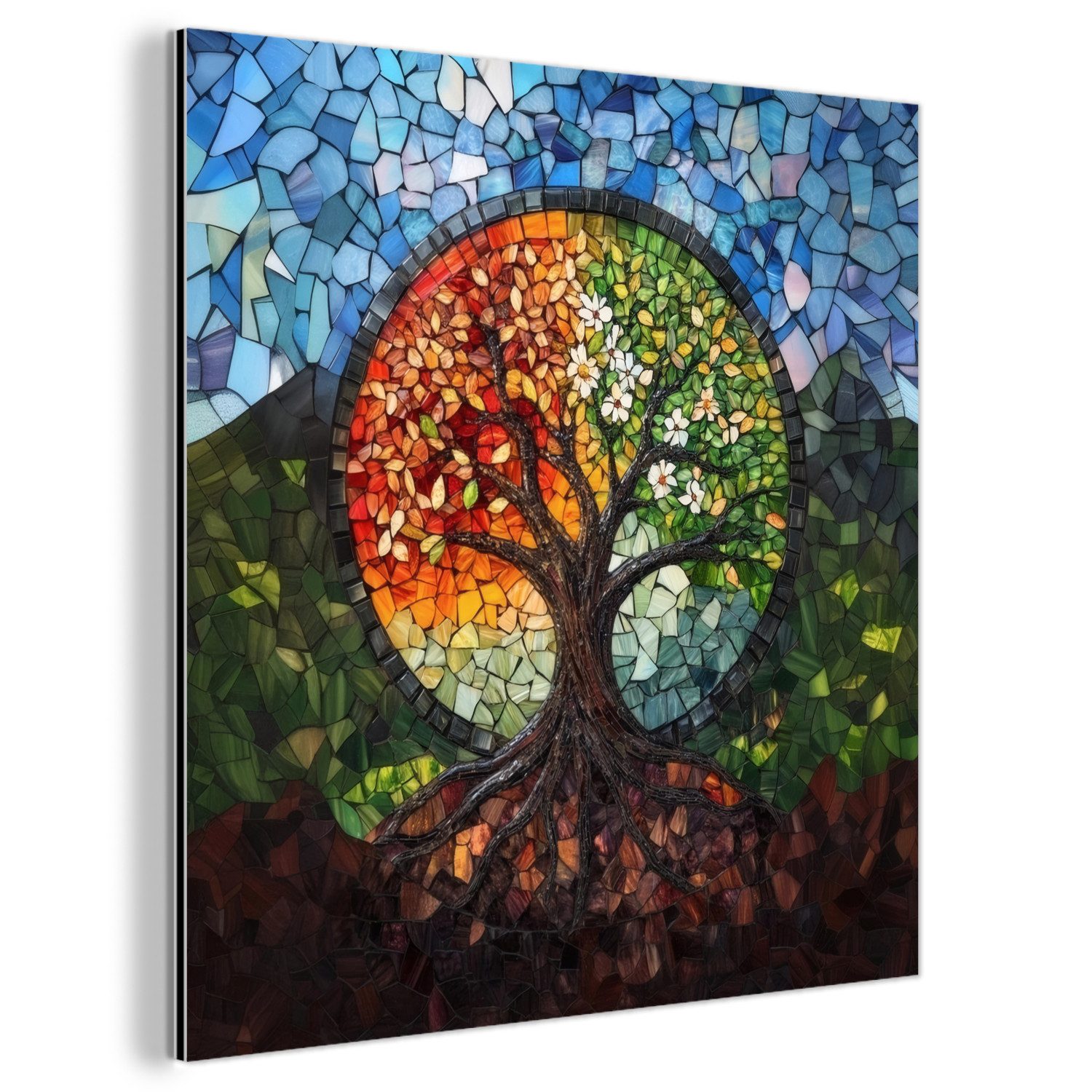 MuchoWow Metallbild Baum - Jahreszeiten - günstig online kaufen