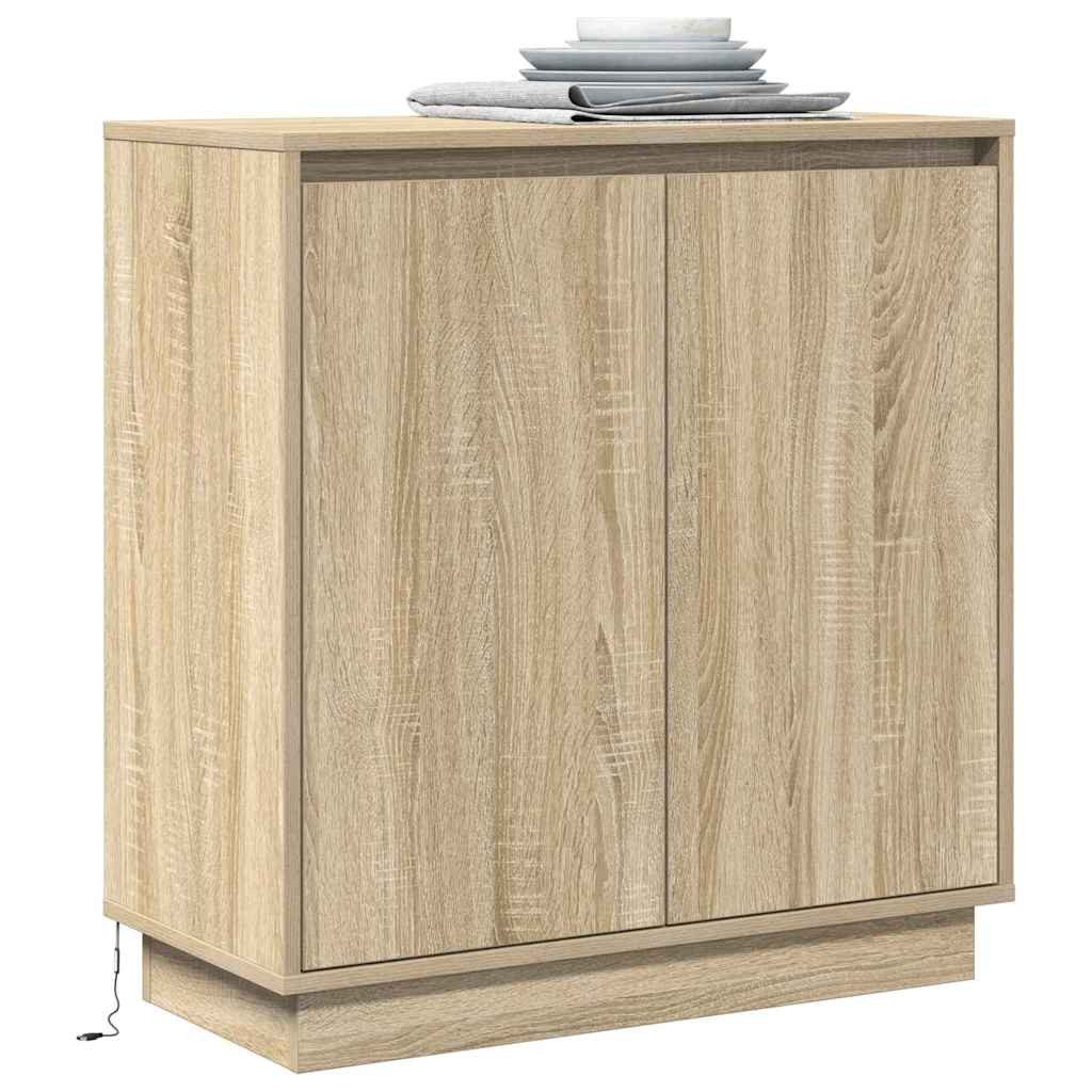vidaXL Badezimmerspiegelschrank LED-Sideboard Sonoma-Eiche 71 x 34,5 x 75 cm Holzwerkstoff (1-St)