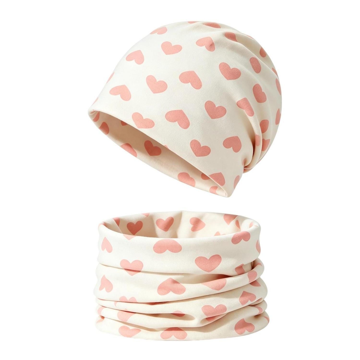 LuxusKollektion Bommelmütze Baby Mütze Schal Set M Baumwolle (1-St)