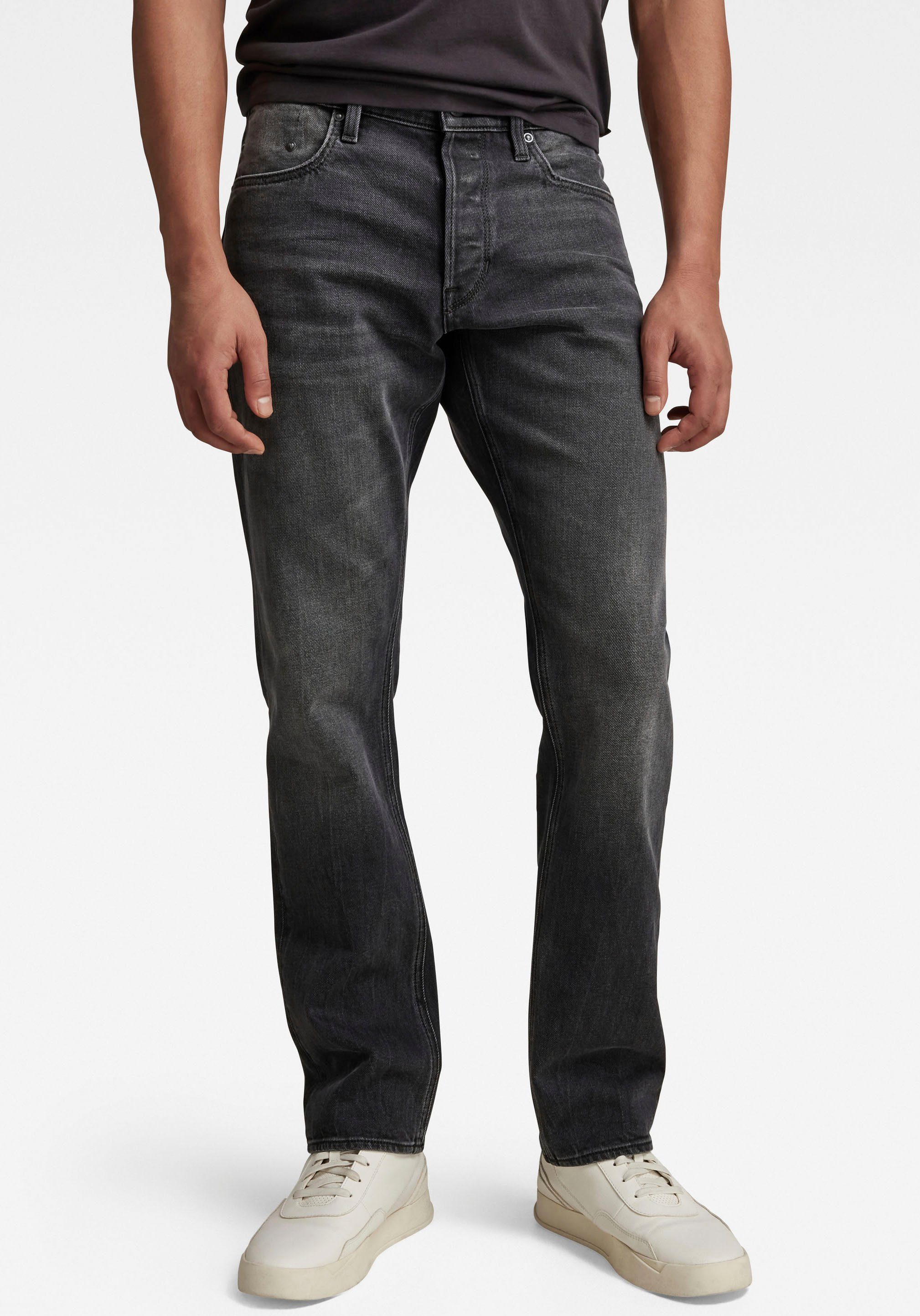 Straight RAW Nähten worn Straight-Jeans black hellen mit Mosa G-Star