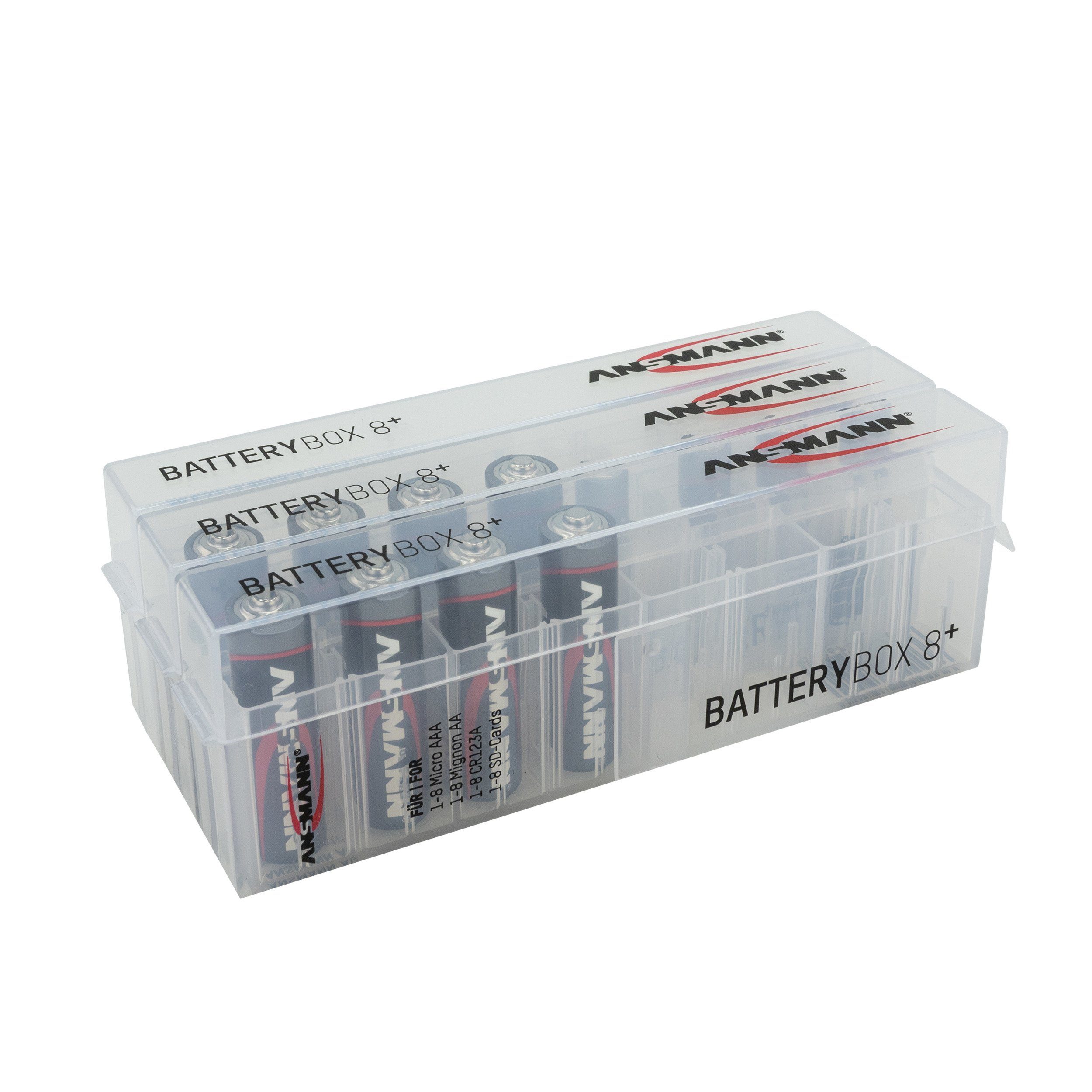 ANSMANN AG 3x Akkubox Batteie Box für bis zu 8 Akkus, Batterien & Speicherkarten Akku