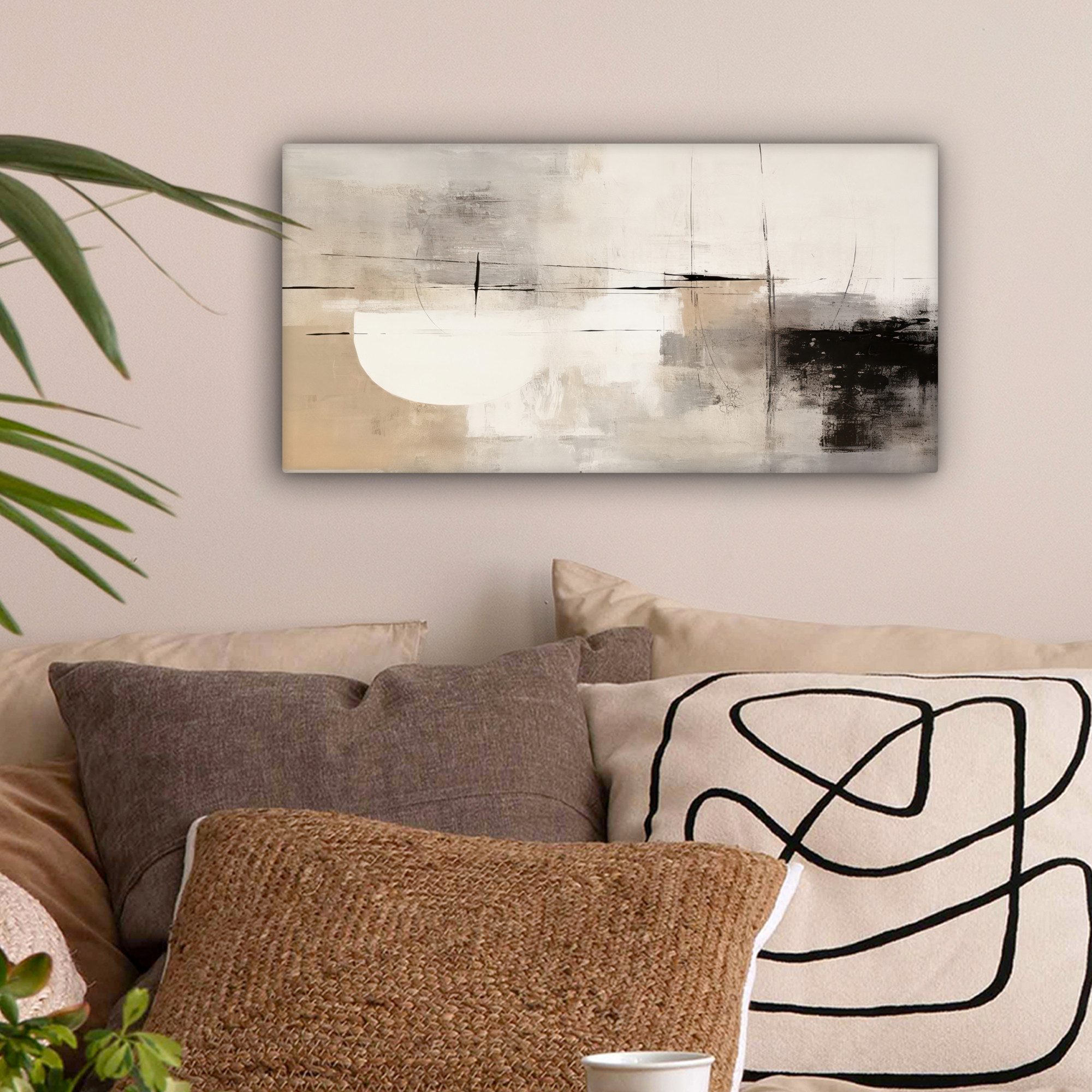 OneMillionCanvasses® Leinwandbild Panorama Abstrakt - Kunst - Grau, Fotodru günstig online kaufen