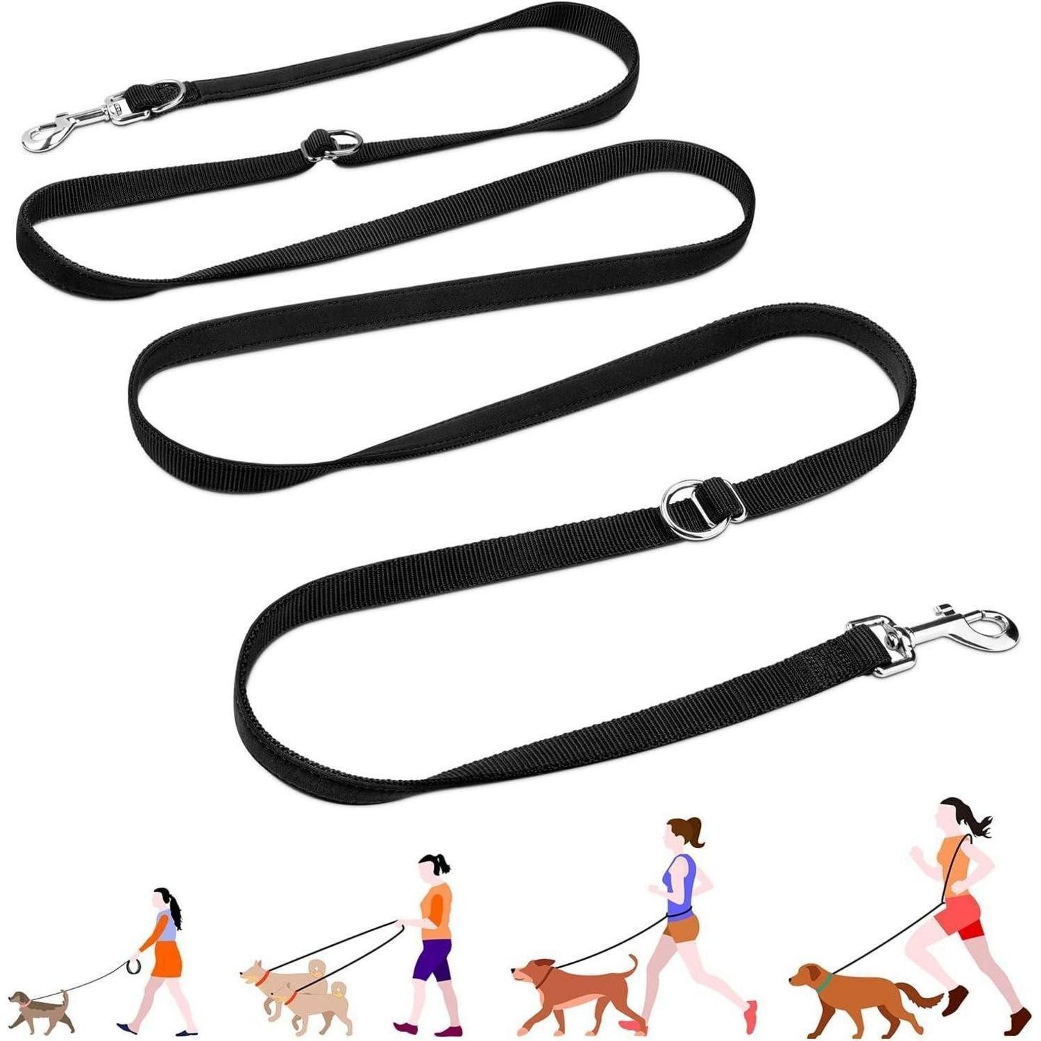 PETCOOZ Schleppleine Hundeleine 3M Verstellbare Schleppleine 2 Karabiner Schwarz