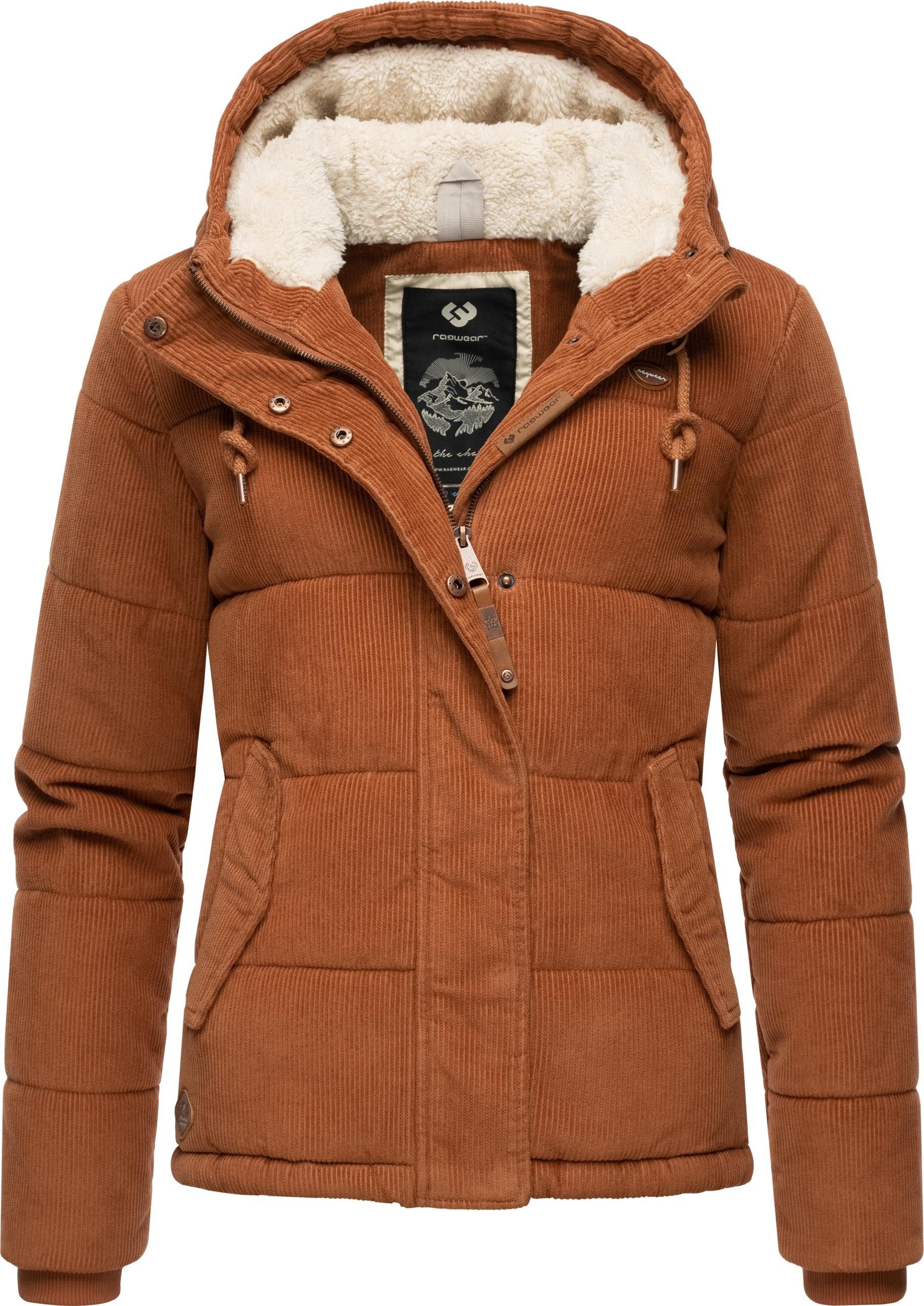 Ragwear Cordjacke Wuggys Stylische Damen Kordjacke mit flauschigem Innenfutter
