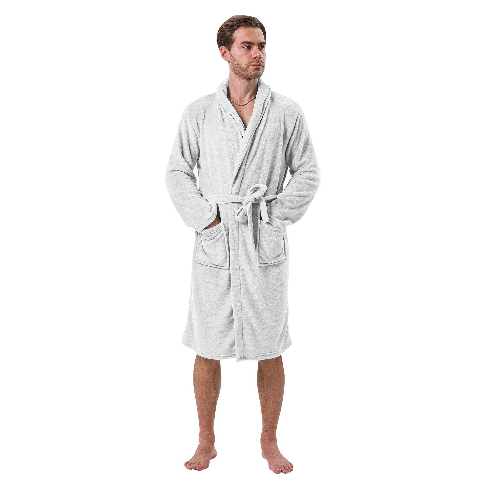 i@home Unisex-Bademantel Bademantel aus Korallenfleece Plüsch weich warm Mo günstig online kaufen