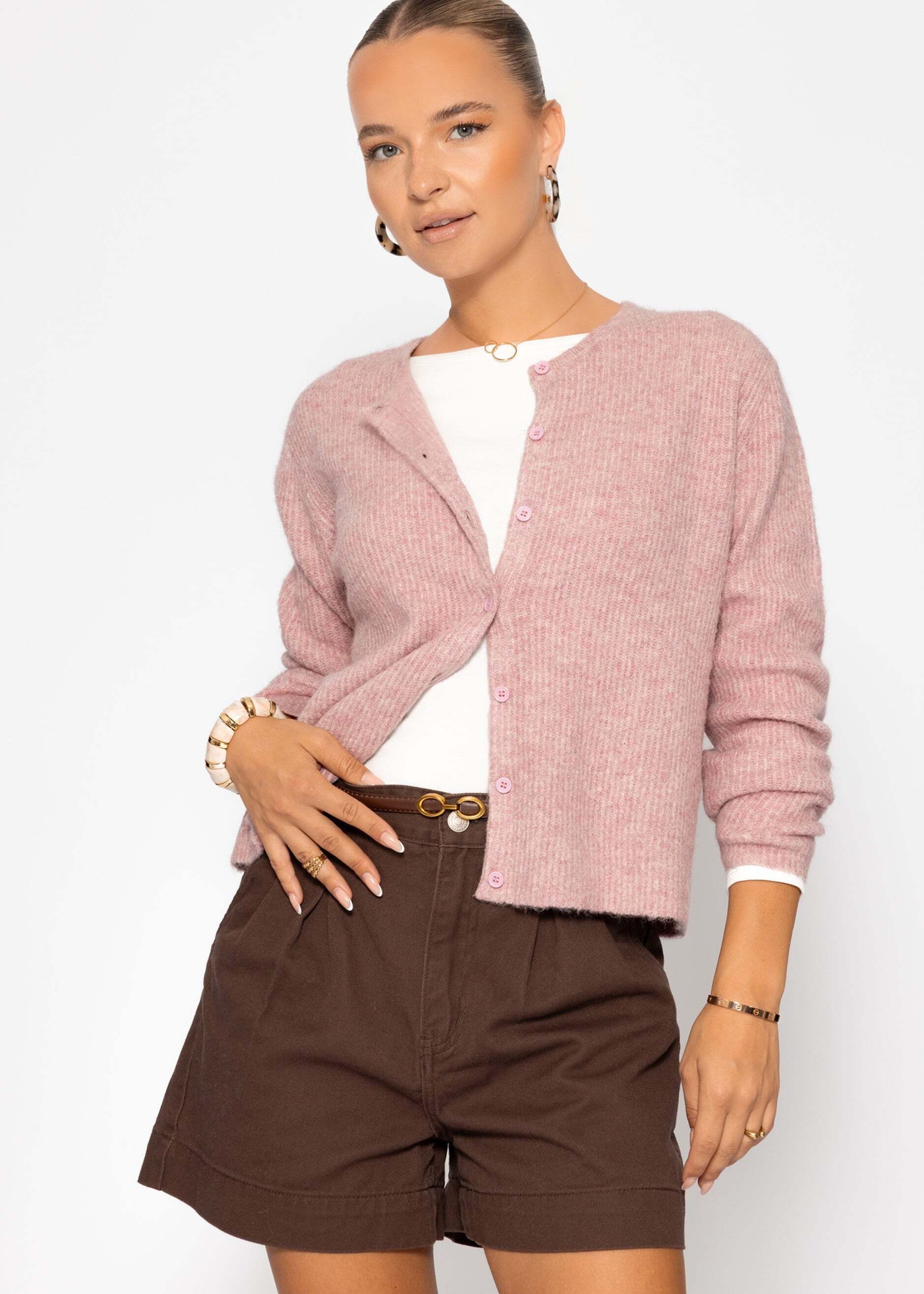 SASSYCLASSY Cardigan Cardigan mit Rippstruktur für Damen Flauschiger Strick günstig online kaufen