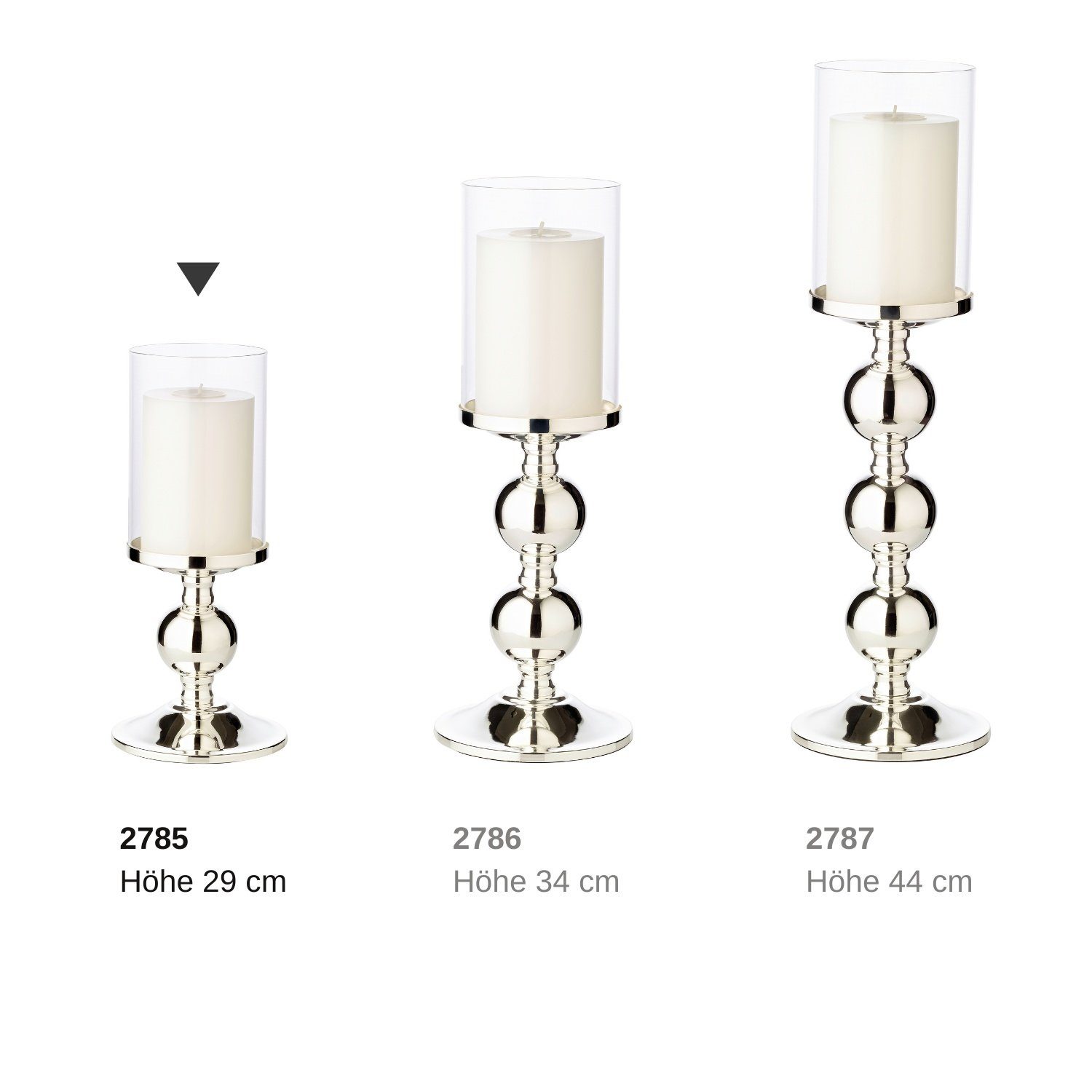 anlaufgeschützt, für Glas-Aufsatz cm Kerzenhalter und 28,5 versilbert Bamboo, Kerzenständer EDZARD Stumpenkerzen, Silber-Optik, und Höhe Kerzenleuchter mit
