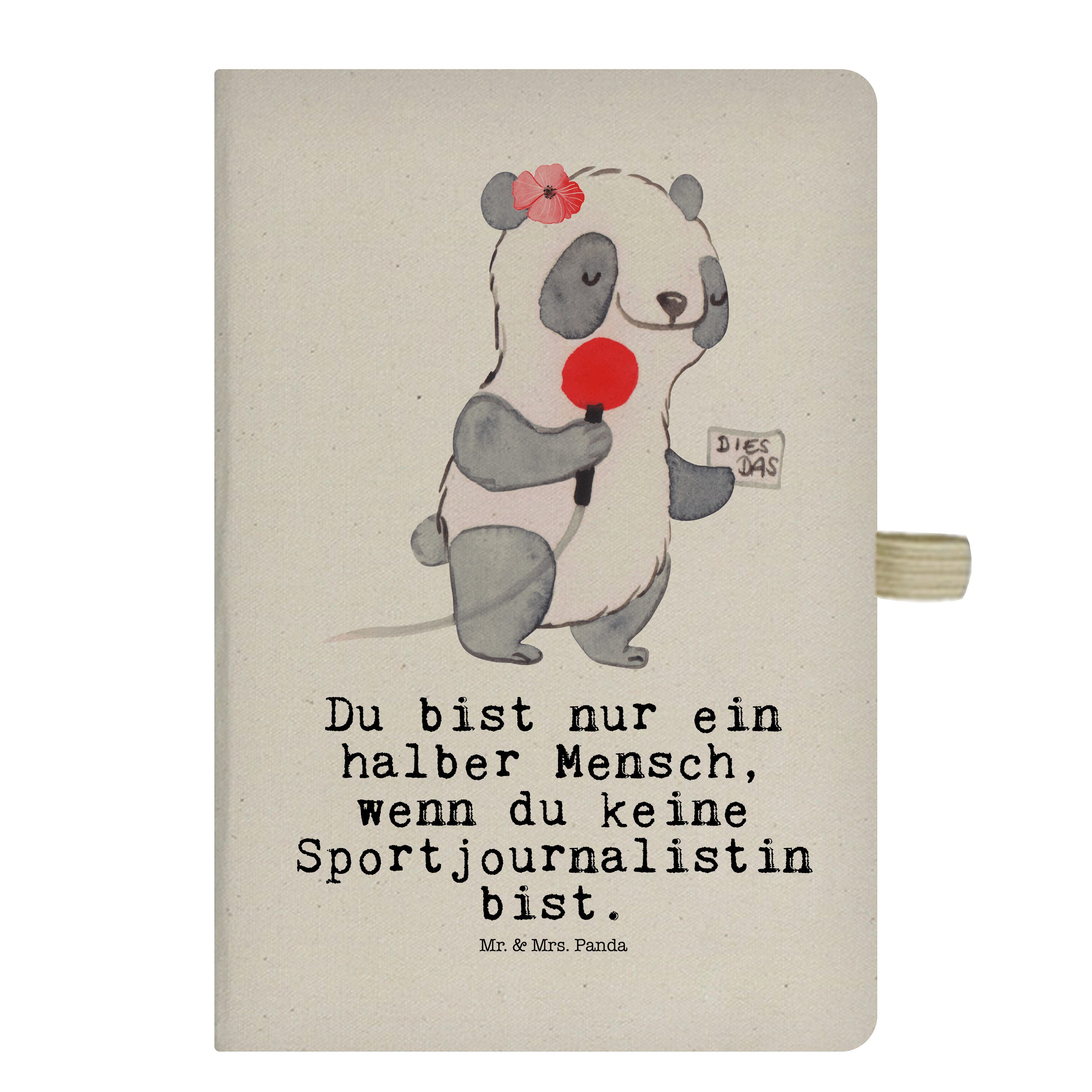 Mr. & Mrs. Panda & Adressbuch, Sportjournalistin - Panda Transparent Mr. Skiz Mrs. - Herz Geschenk, Notizbuch mit