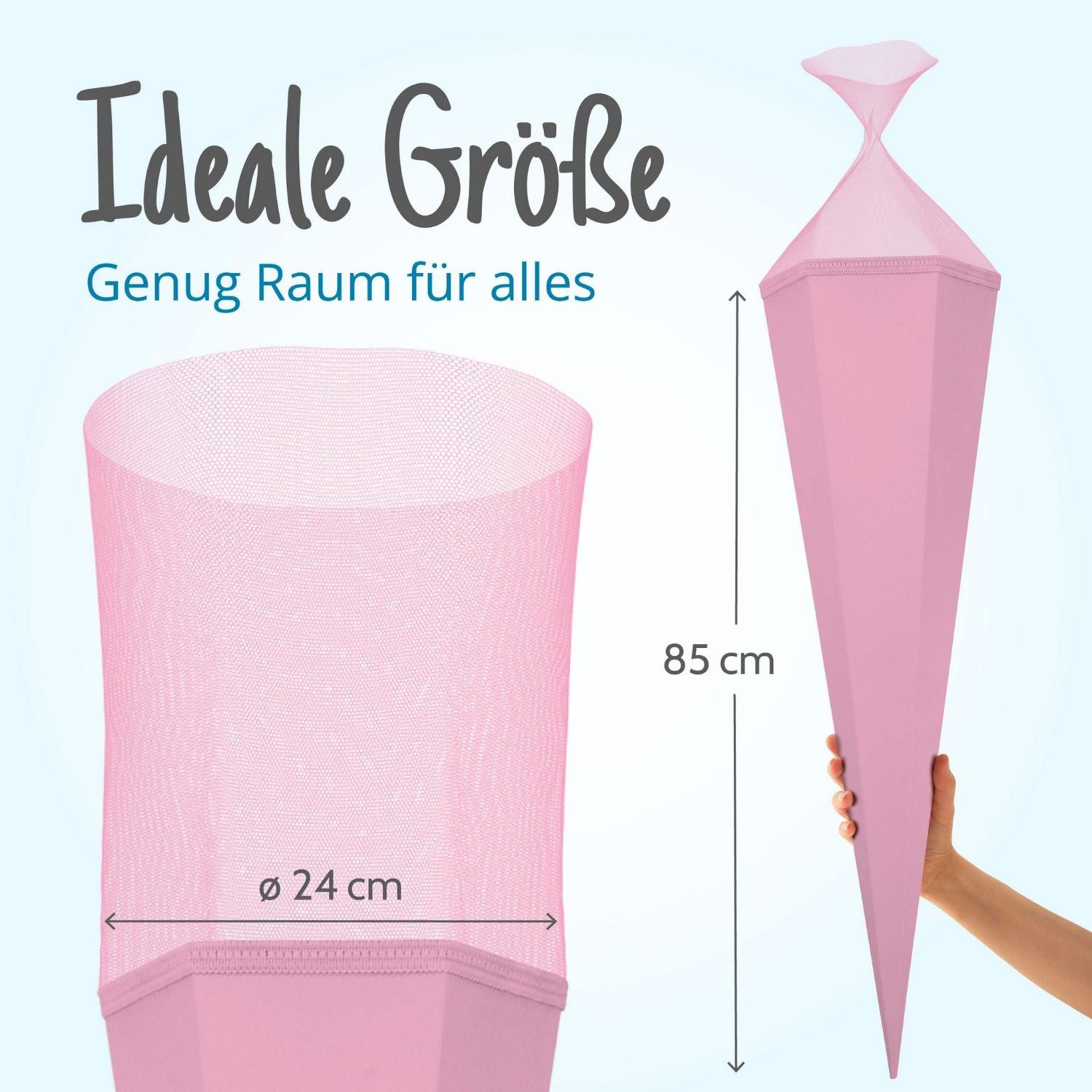 itenga Schultüte itenga Bastelschultüte mit Verschluss ROSA 6eckig 85cm – Bild 5 von 5