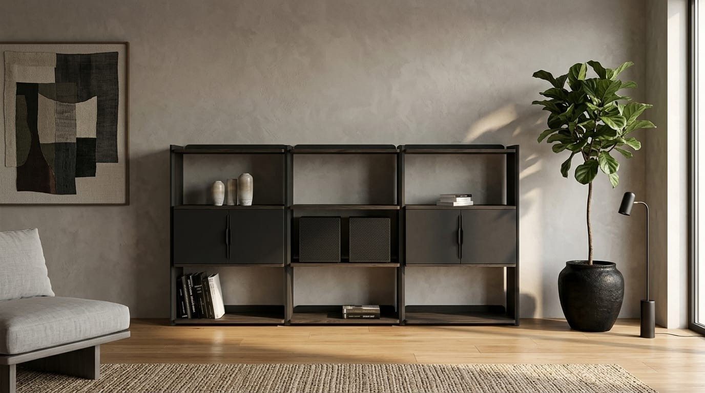 Xlmoebel Bücherregal Luxuriöses modernes Holzregal in Schwarz für das Wohnzimmer, 1-tlg., Made in Europa