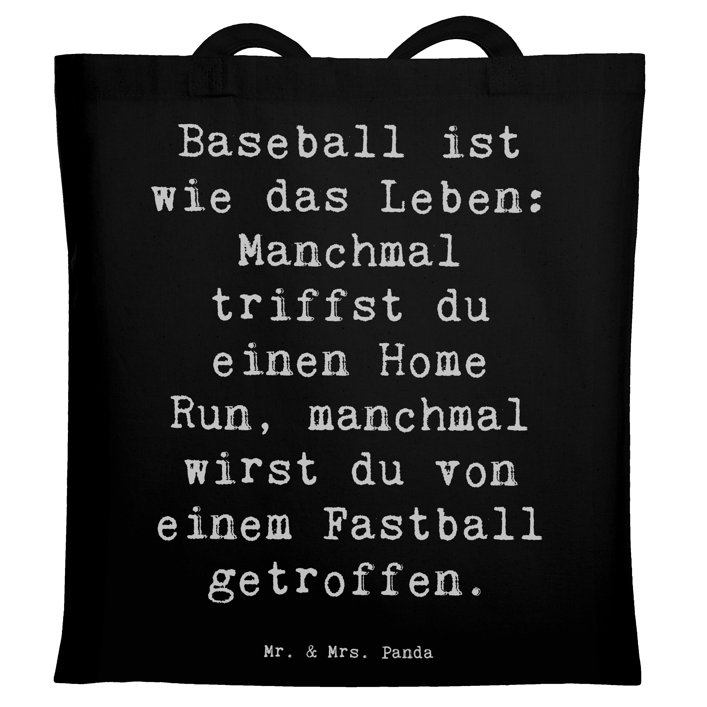 Tragetasche Baseball Leben - Schwarz - Geschenk, Sport, Schultertasche, Jutetasch
