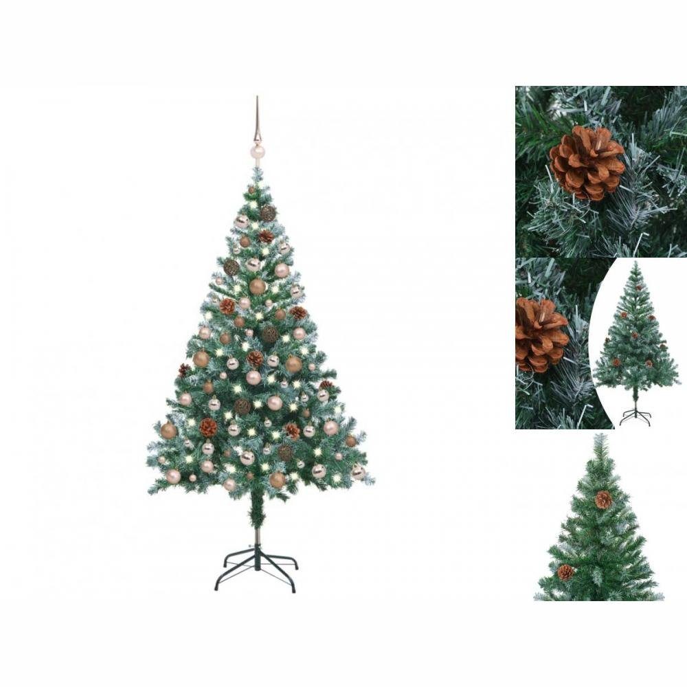 vidaXL Künstlicher Weihnachtsbaum Weihnachtsbaum Gefrostet mit LEDs Kugeln Zapfen Set 150 cm