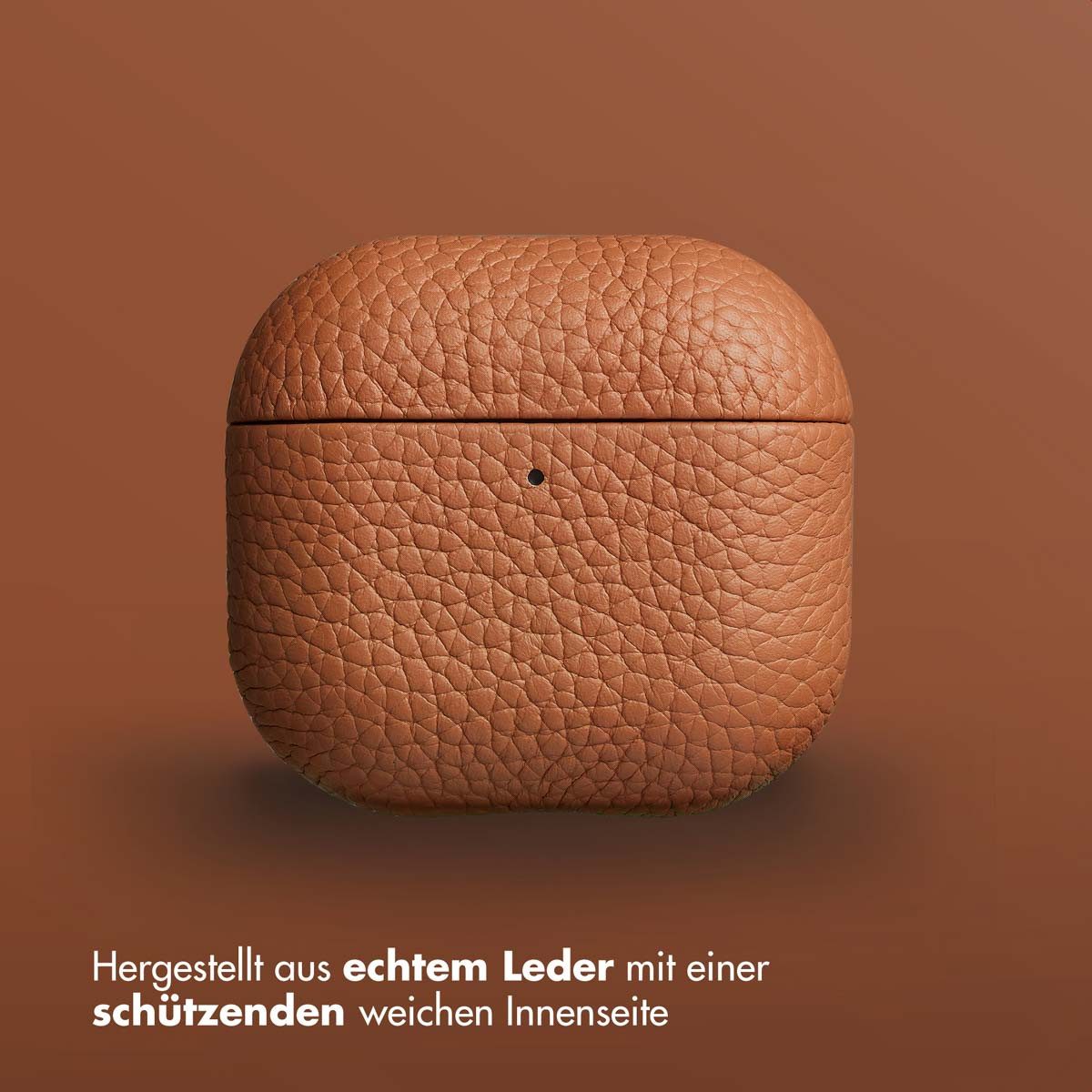 Accezz Kopfhörer-Schutzhülle Accezz Echtleder Case Apple AirPods 5 / 4 - Cognac – Bild 2 von 5