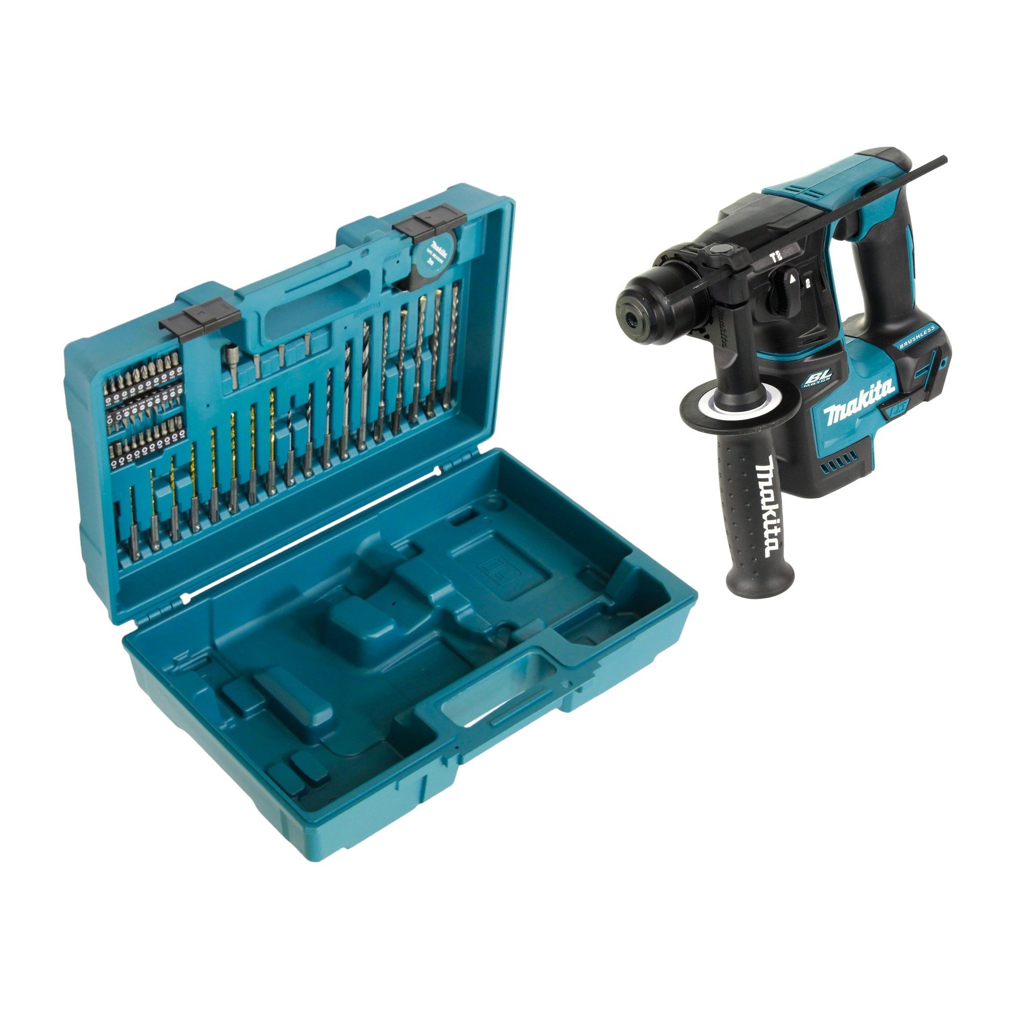Makita Schlagbohrmaschine DHR 171 ZX3 18 V 1,2 J SDS-Plus + 65 tlg. Zubehör Set + Koffer