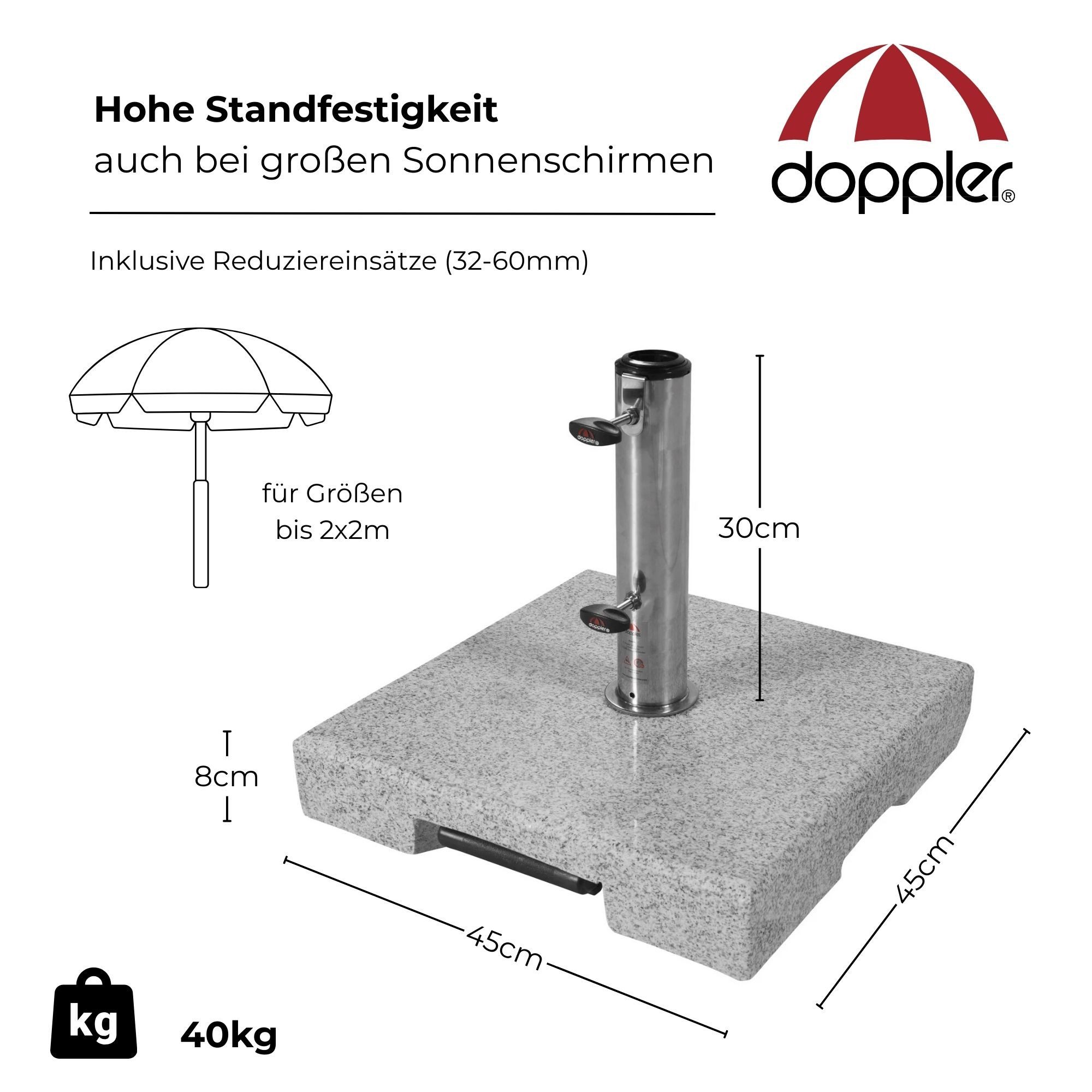 doppler® Kunststoffschirmständer Doppler Granitsockel Trolley Granit-Schirmständer 40 kg mit Rollen
