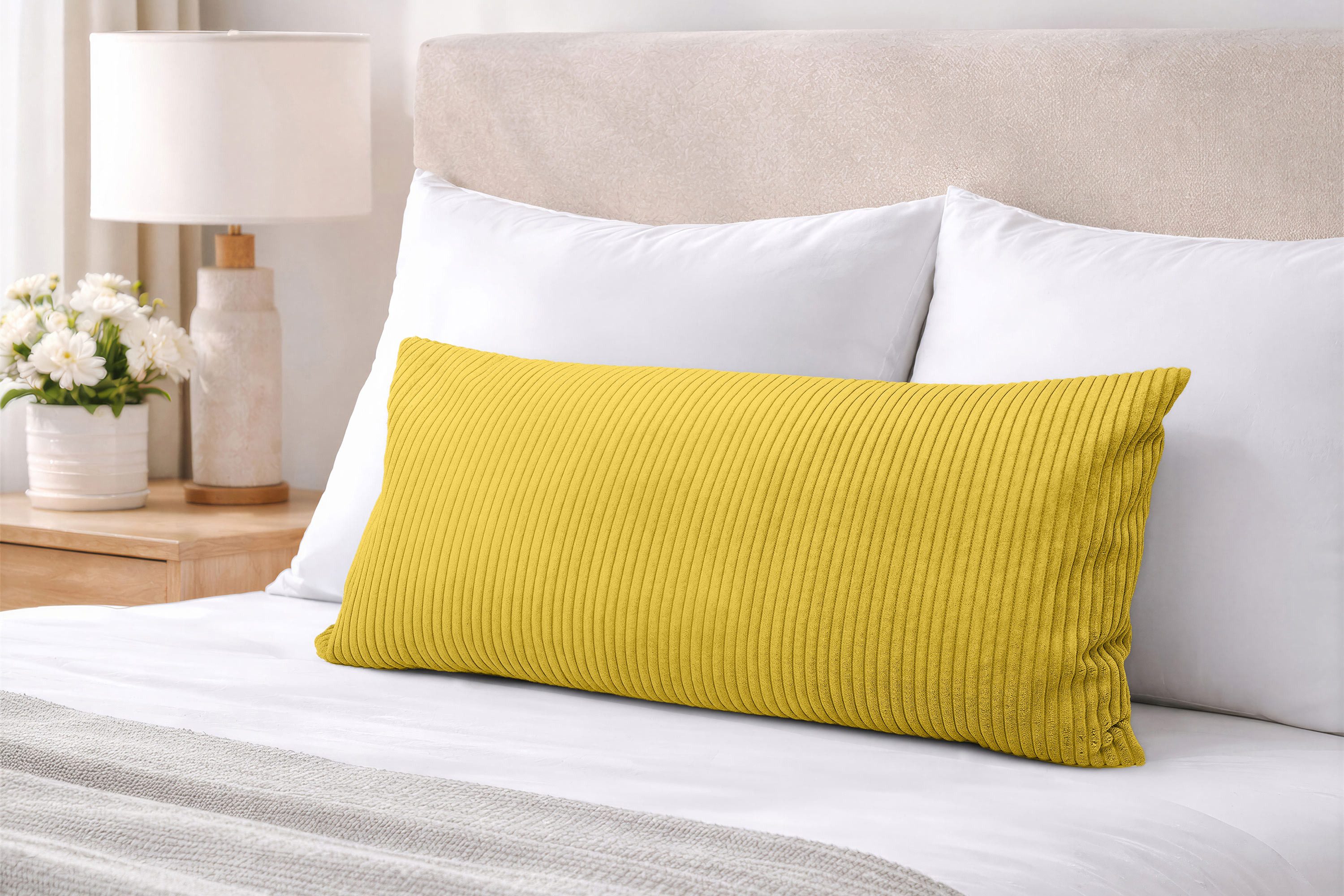 Amilian Kissenbezüge Kissenbezug 40x80 cm - Kopfkissenbezug Sofakissenbezug Kissenhülle, Cord-Optik, weich, Hotelverschluss ohne Reißverschluss