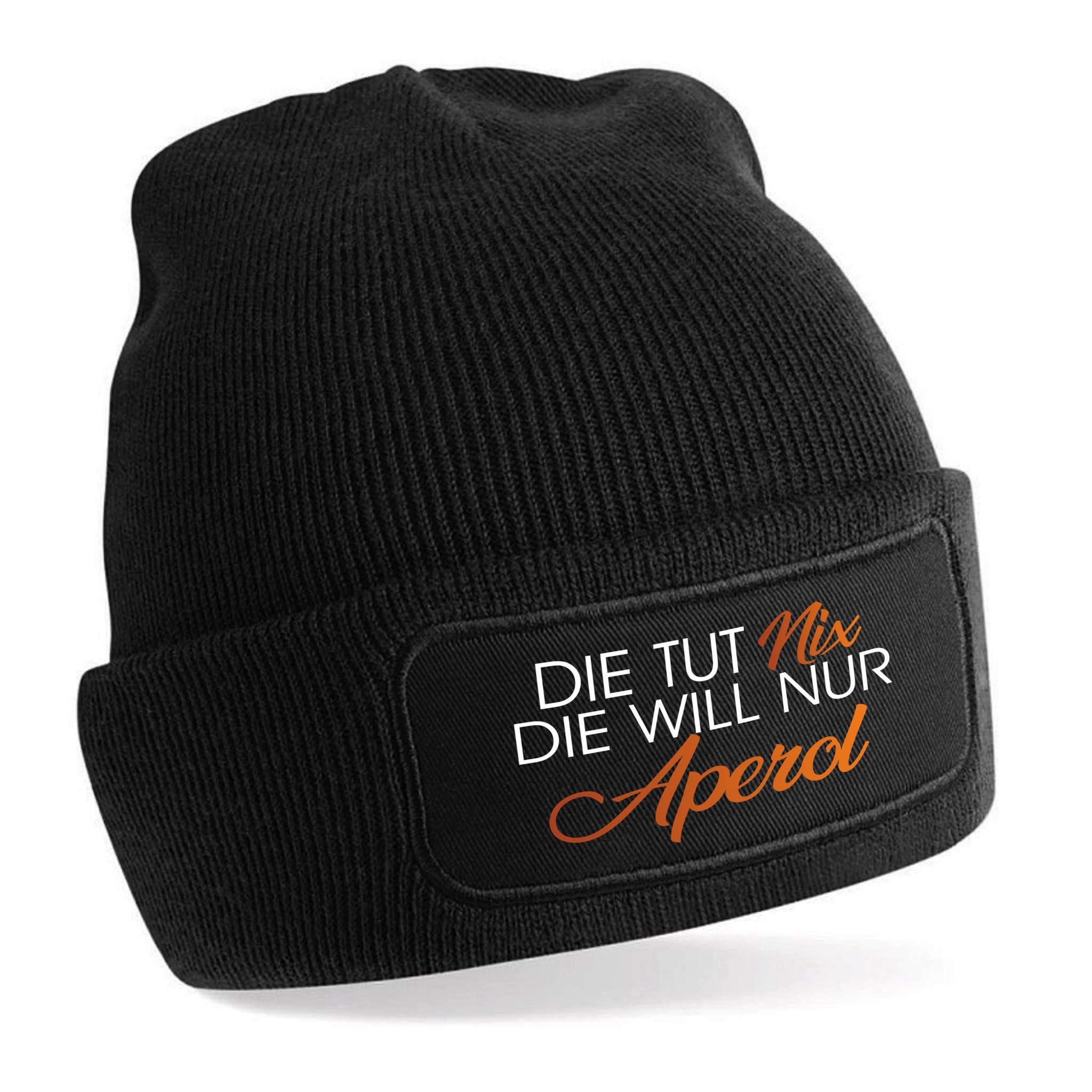Herzbotschaft Beanie Strickmütze mit Spruch DIE TUT Nix DIE WILL NUR Aperol günstig online kaufen