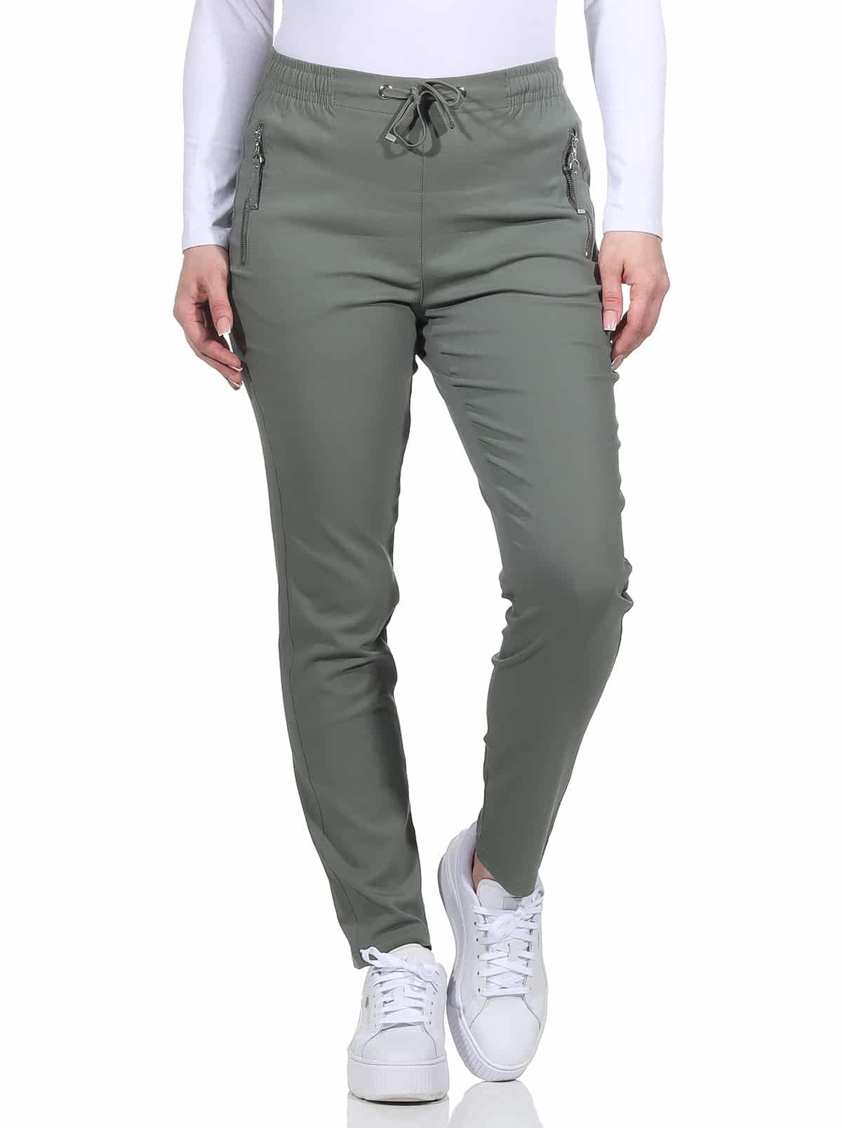 Alica Collection Chinohose Schlupfhose Damen Stretch Hose leichte Sommerhose - Kurzgröße mit Gummibund & Kordelzug, in großen Größen erhältlich