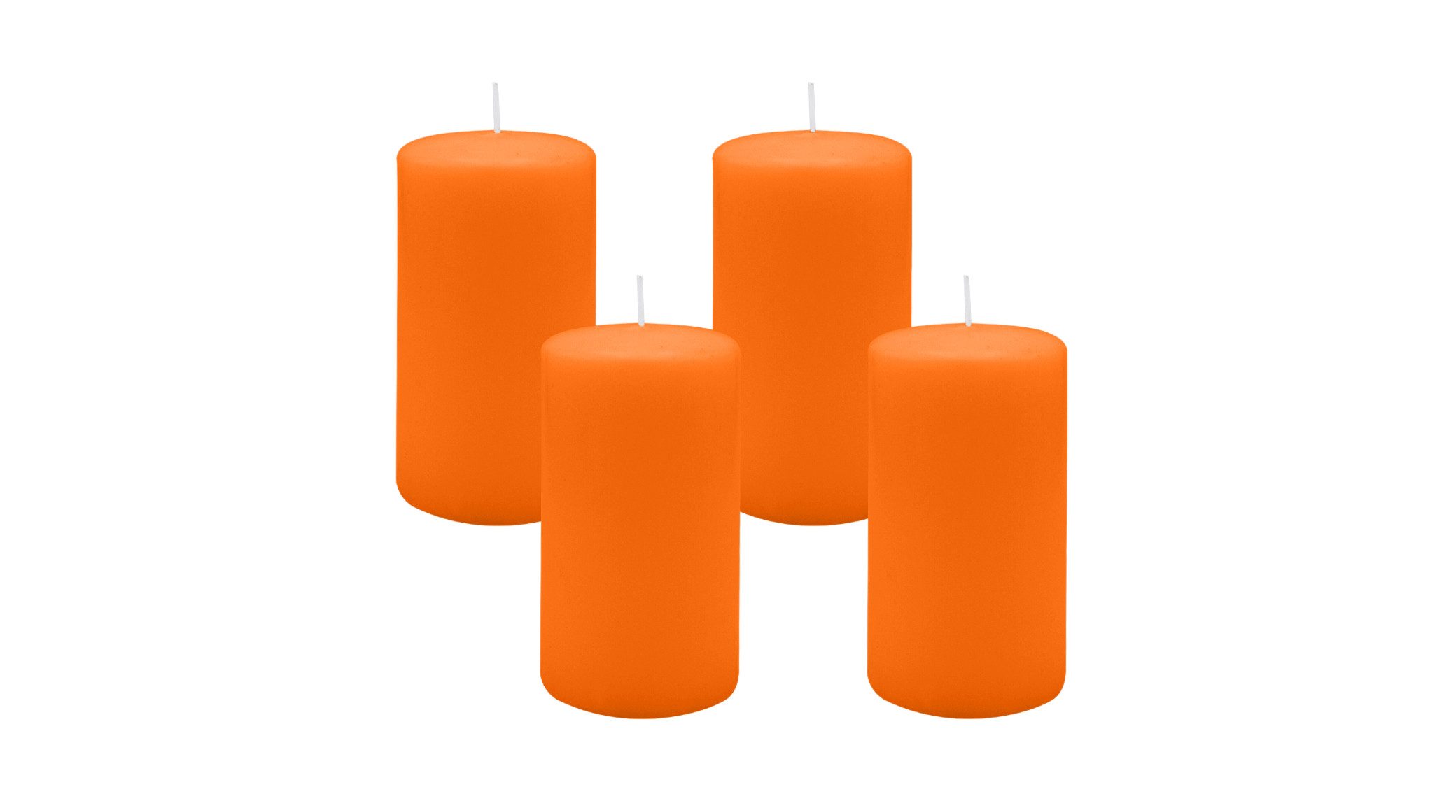 Kopschitz Kerzen Stumpenkerze 4er Set Stumpenkerzen/Adventskranzkerzen Mandarin Orange Ø 70 x 130 mm