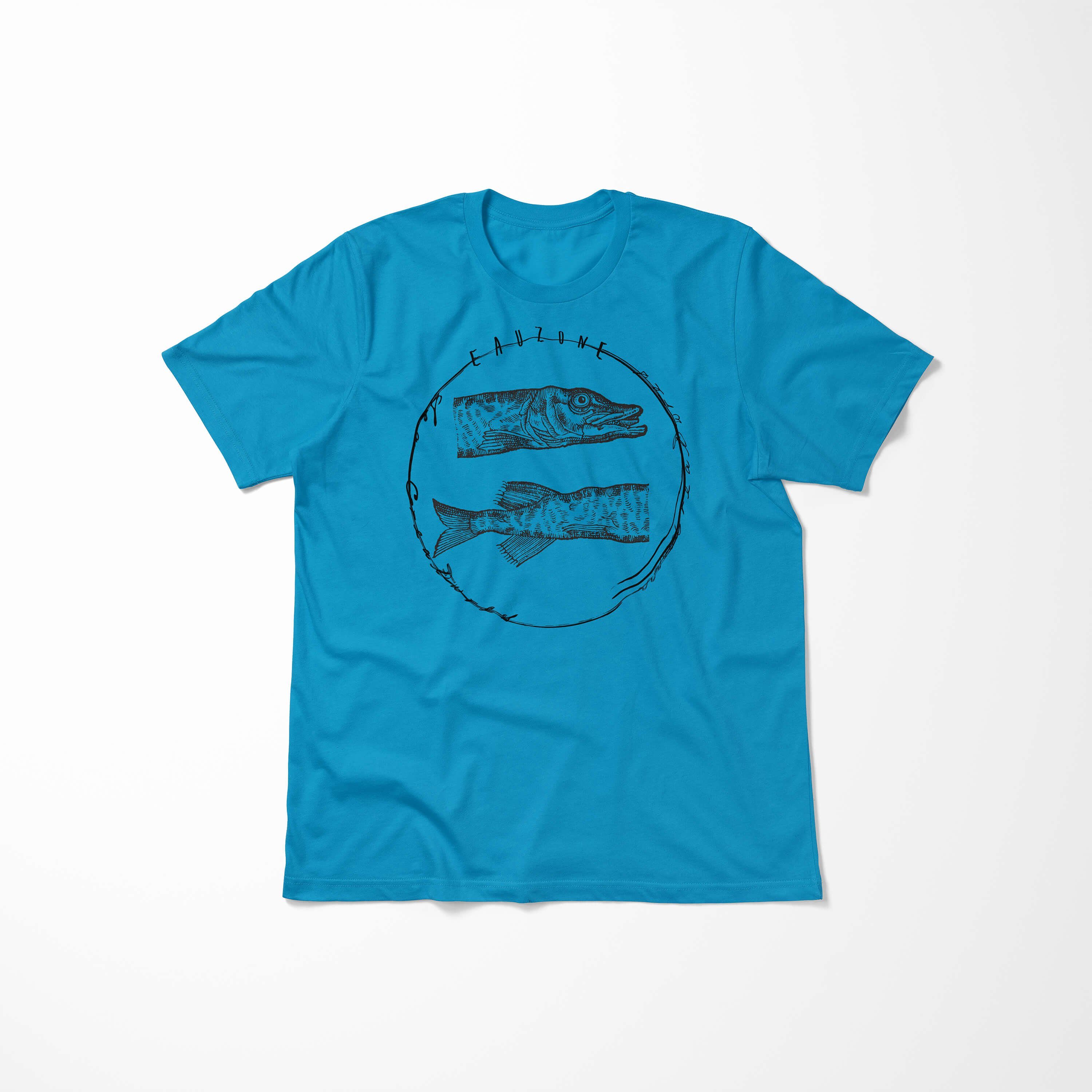 Sinus Art T-Shirt T-Shirt Schnitt Fische sportlicher feine Creatures, Atoll Serie: Struktur Tiefsee Sea - / 086 Sea und