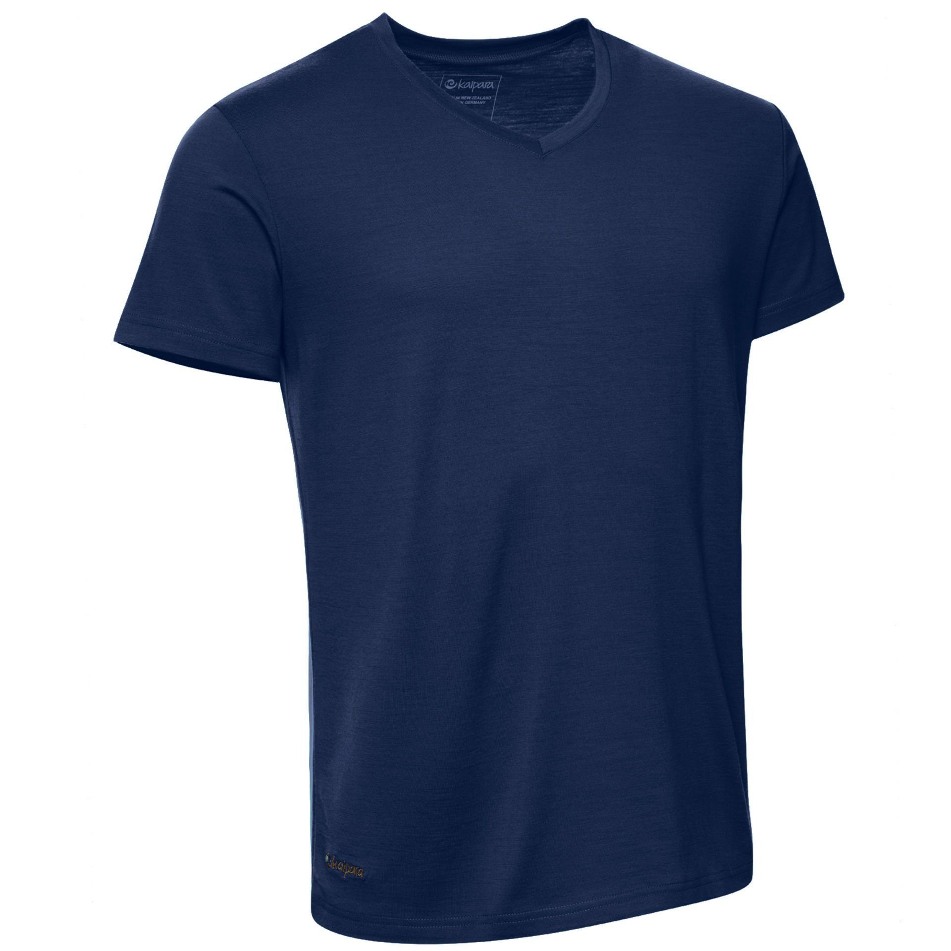 Sportswear Regularfit - Shirt Funktionsshirt Made V-Neck Merino Germany Merino Kurzarm in Marine aus Herren Kaipara 150 (1-tlg) reiner Merinowolle