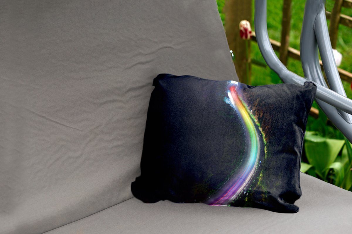 Regenbogenlicht Kissenhülle der Dekokissenbezug, auf Polyester, Dekokissen Straße, MuchoWow Outdoor-Dekorationskissen,