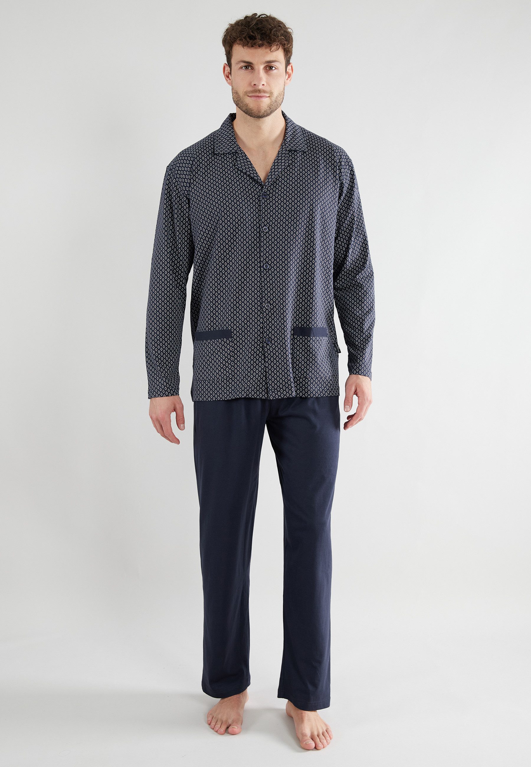 GÖTZBURG Pyjama Manhattan (2 tlg) mit Kragen, Langarm, V-Ausschnitt, lange günstig online kaufen