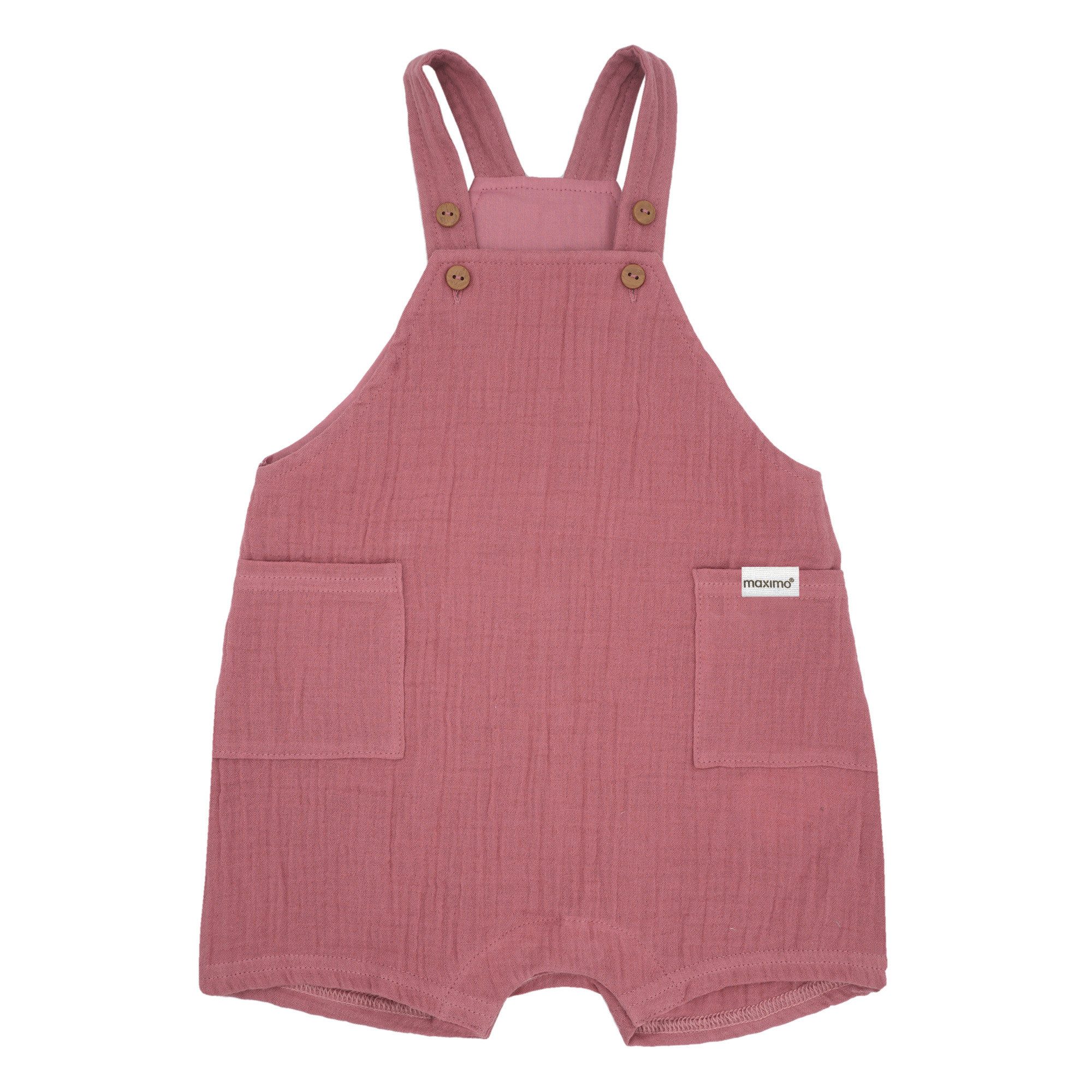 MAXIMO Stoffhose GOTS BABY-Latzshorts, Taschen Musselinstoff, Futter, Windelöffnung (1-tlg) Musselin