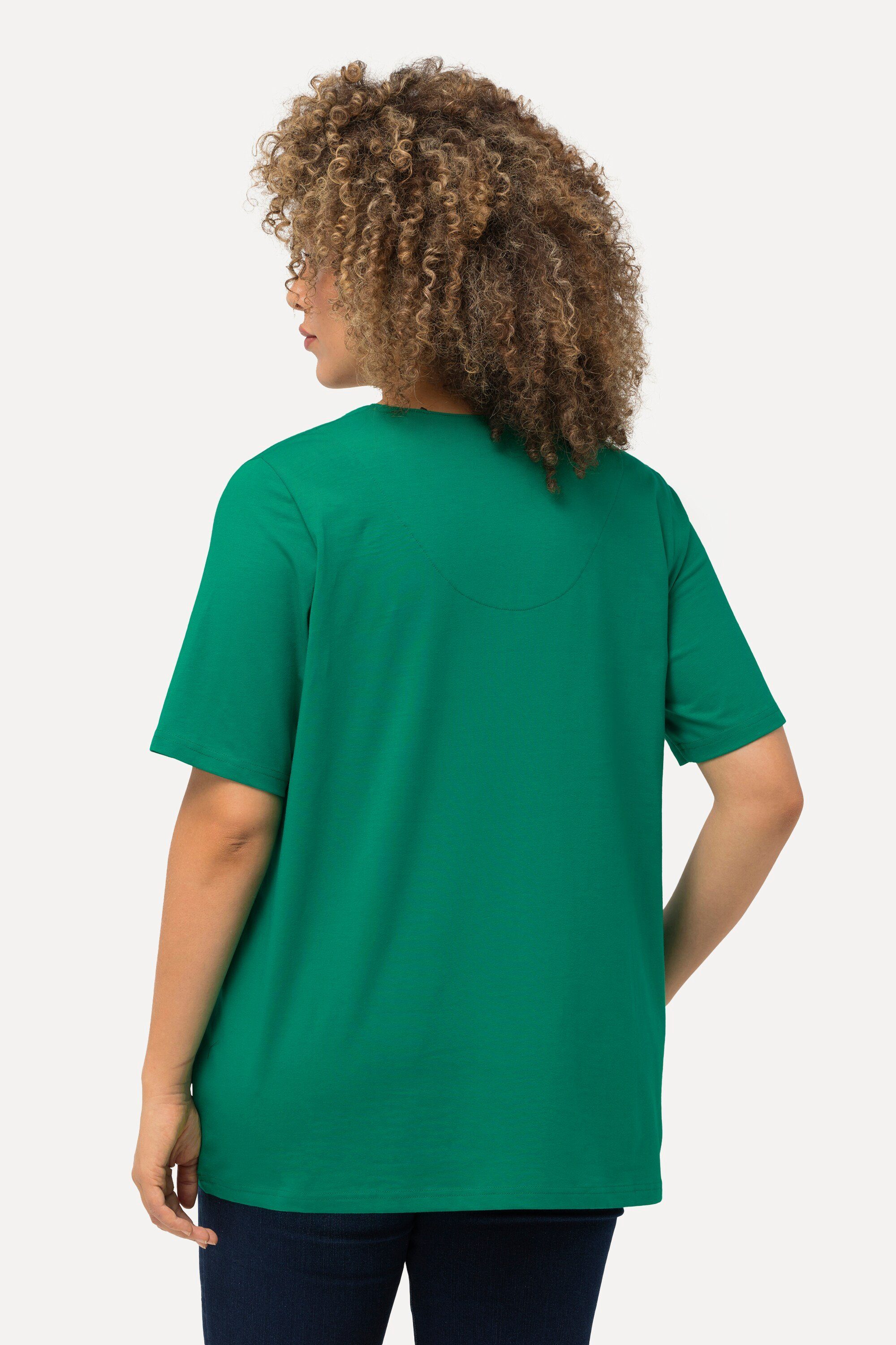 Ulla Popken T-Shirt T-Shirt A-Linie Tunika-Ausschnitt Halbarm