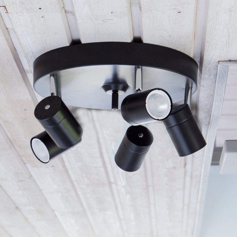 By Rydens Deckenleuchten Deckenleuchte Correct in Schwarz-matt GU10 5-flammig