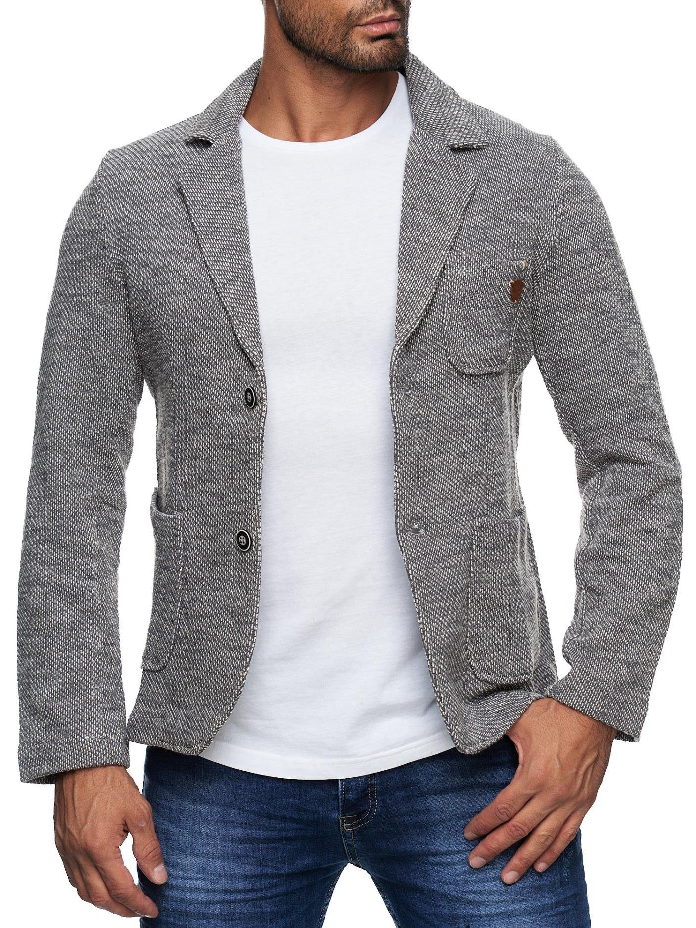 Reslad Stricksakko Reslad Herren Strick Sakko Blazer Strick-Jacke RS-1421 sportliches Stricksakko Sakko Blazer