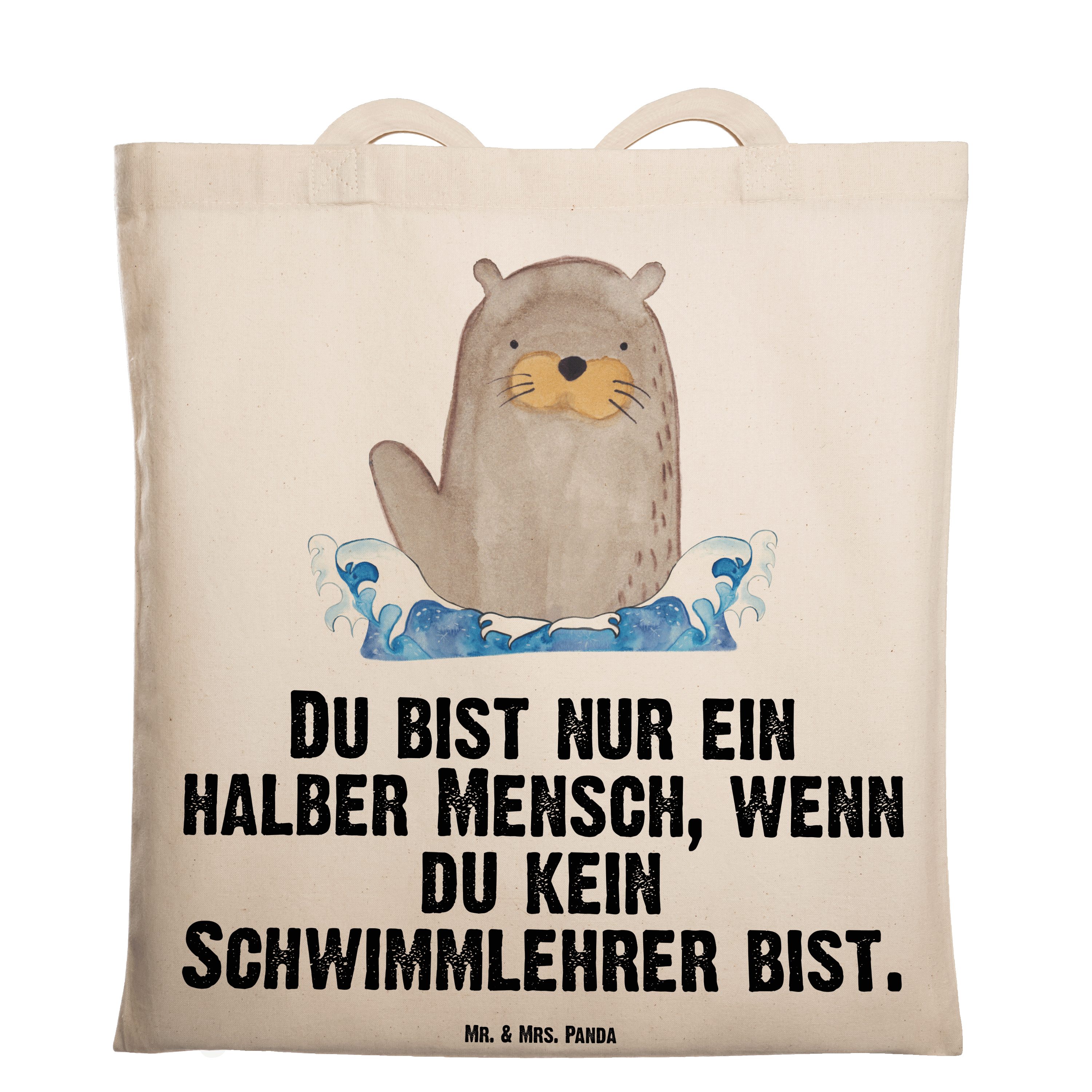 & Schwimmverein, Panda Mr. mit Transparent Herz Tragetasche (1-tlg) - Geschenk, Schwimmlehrer Mrs. Schwi -