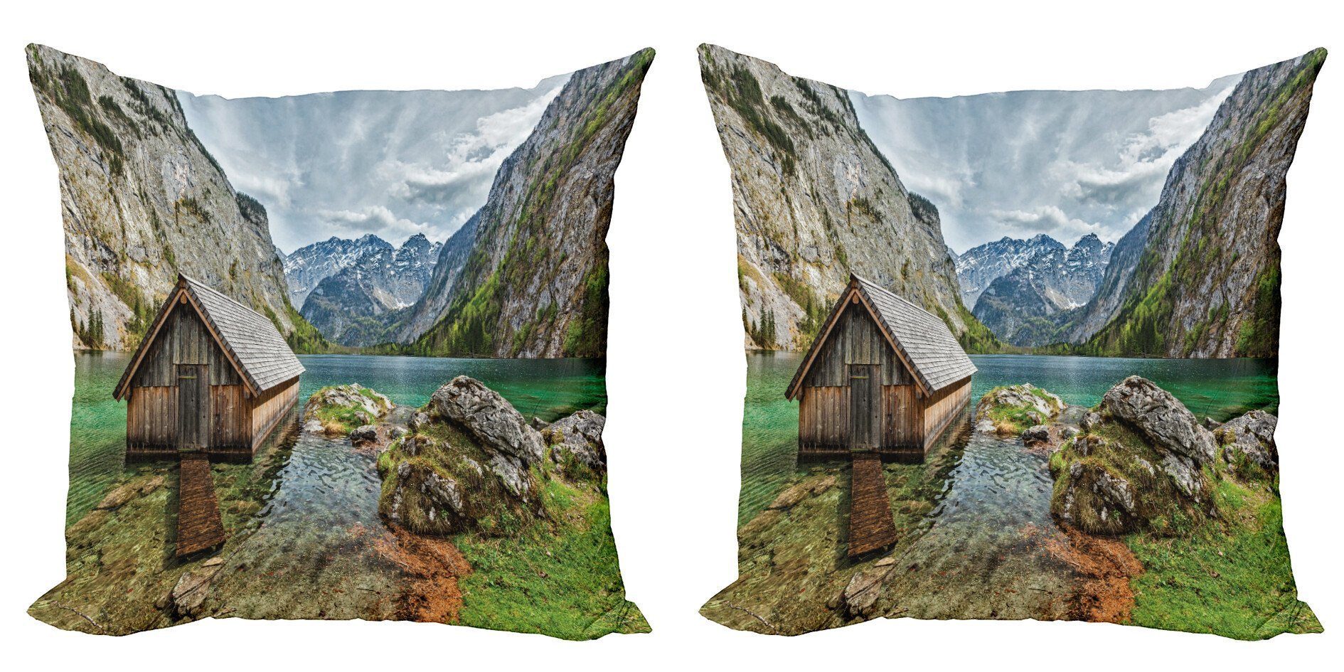 Kissenbezüge Modern Accent Doppelseitiger Digitaldruck, Abakuhaus (2 Stück), Bunt Alpine Gebirge