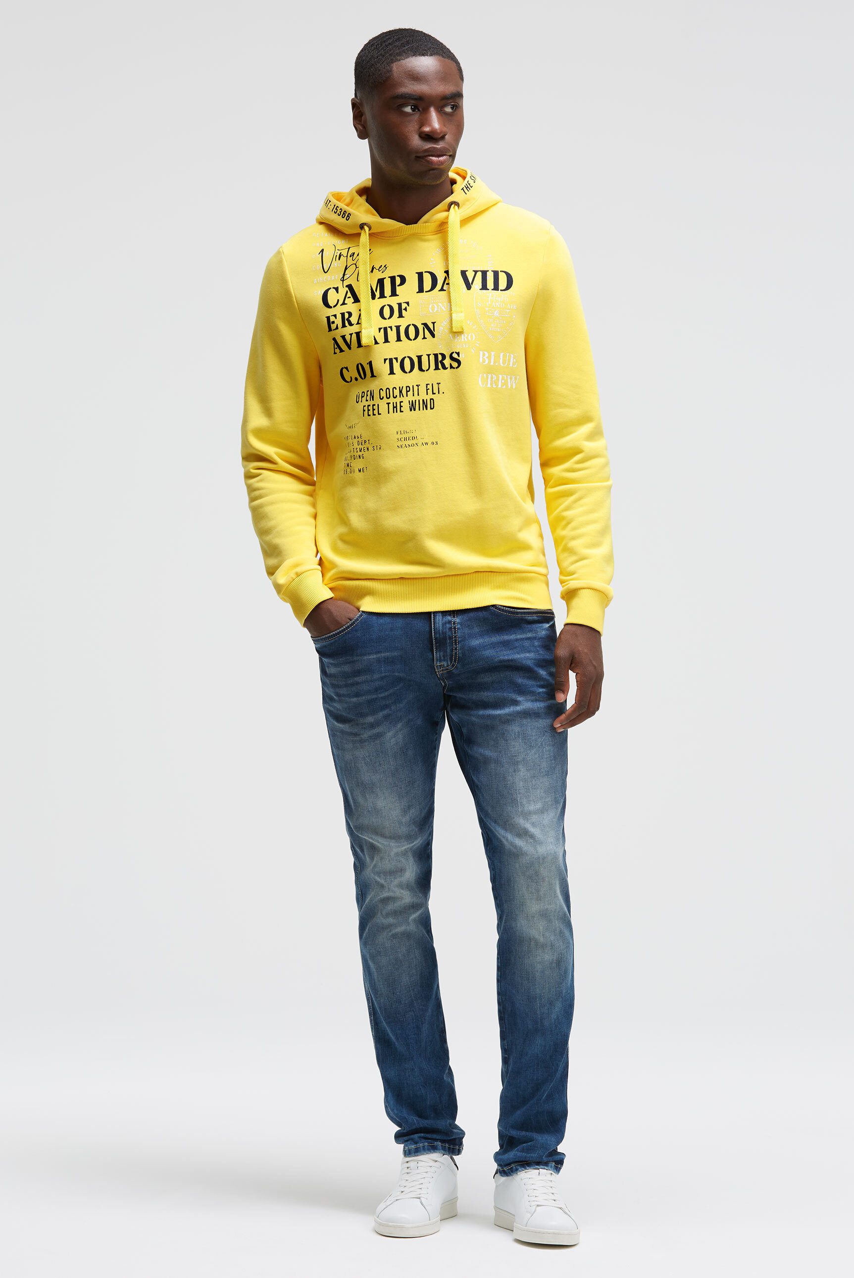 CAMP DAVID Kapuzensweatshirt mit Kontrastnähten