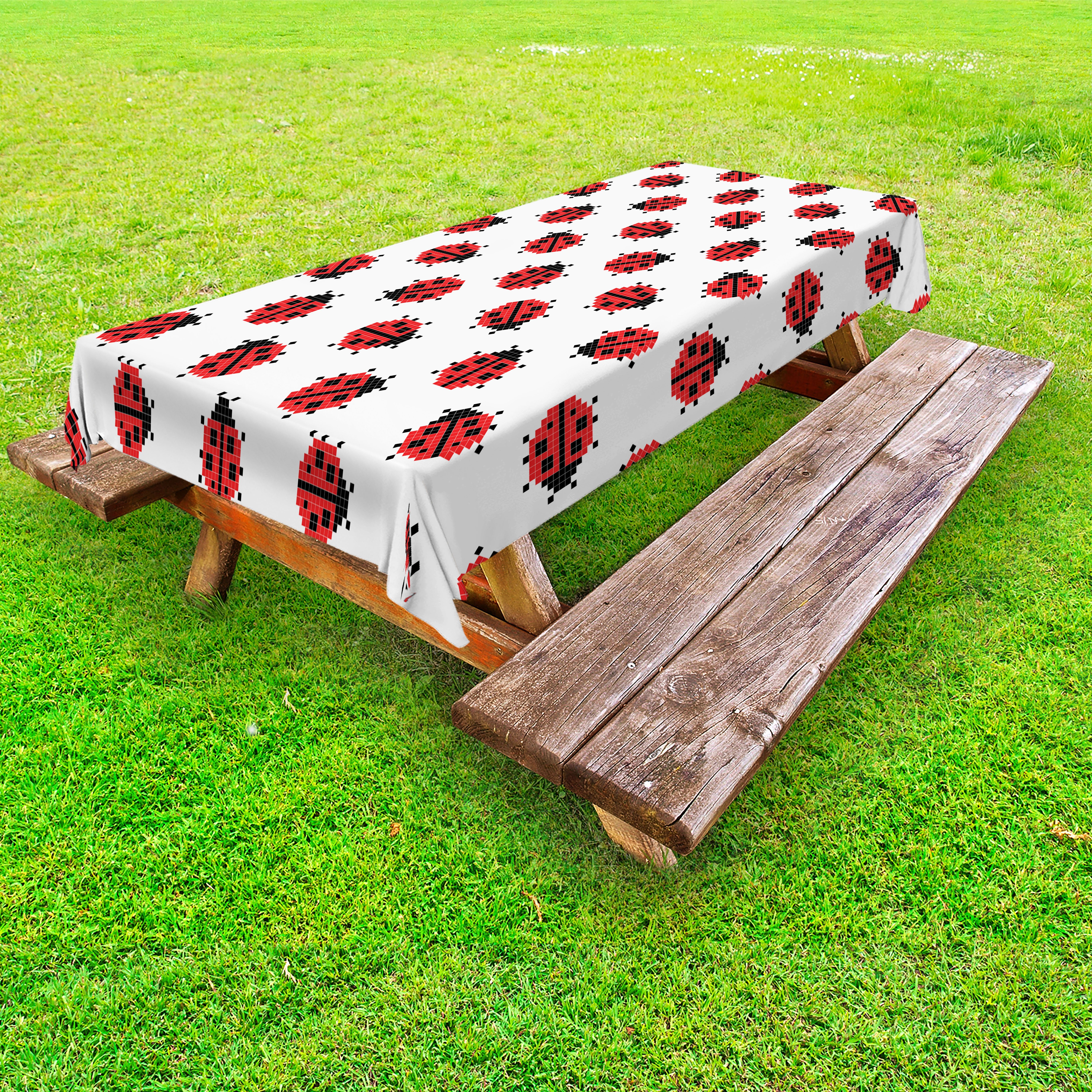 Gelegenheitskauf Abakuhaus Tischdecke dekorative waschbare Picknick-Tischdecke, Modell Kreuzstich Insekt Marienkäfer