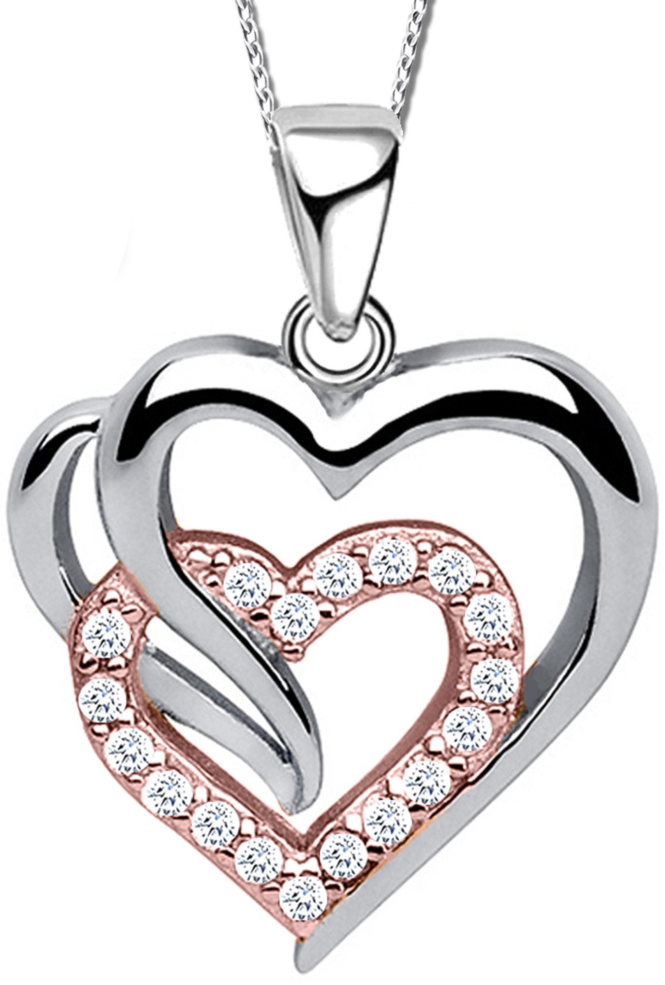 Herzkette Damen Frauen 925 Silber Kette mit Herz Anhänger Damenkette